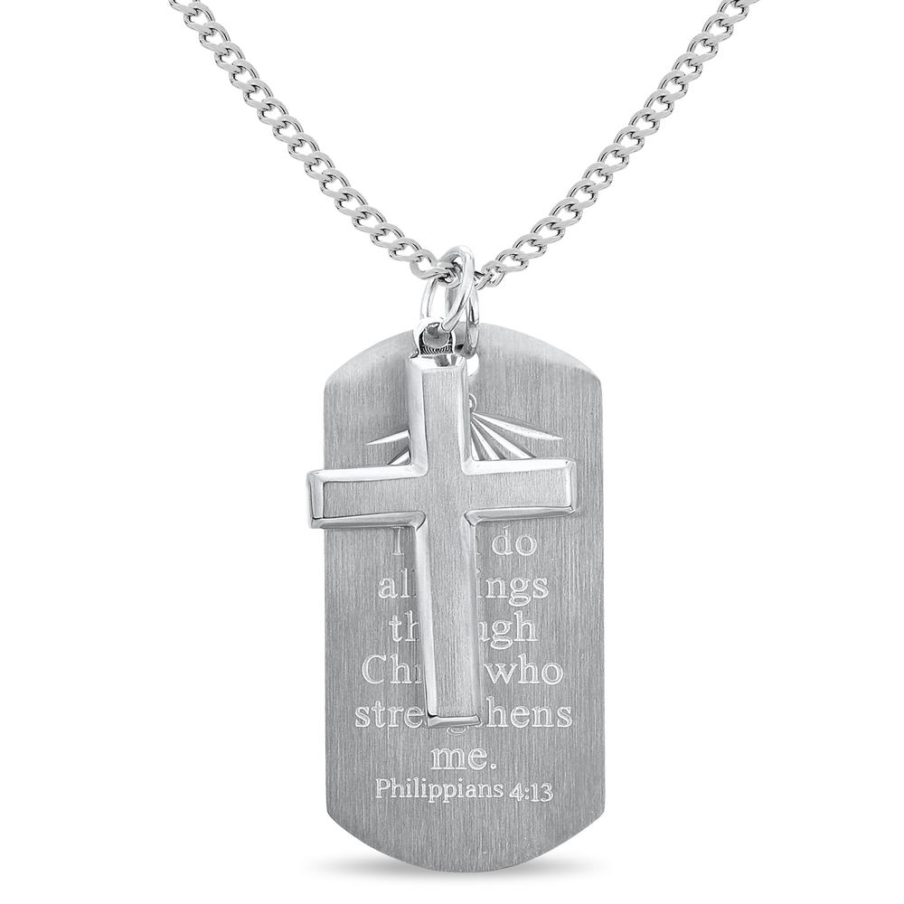 Product Title Stainless Steel 2 Piece Dogtag with Prayer and Cross Pendant, 24 Inch Chain