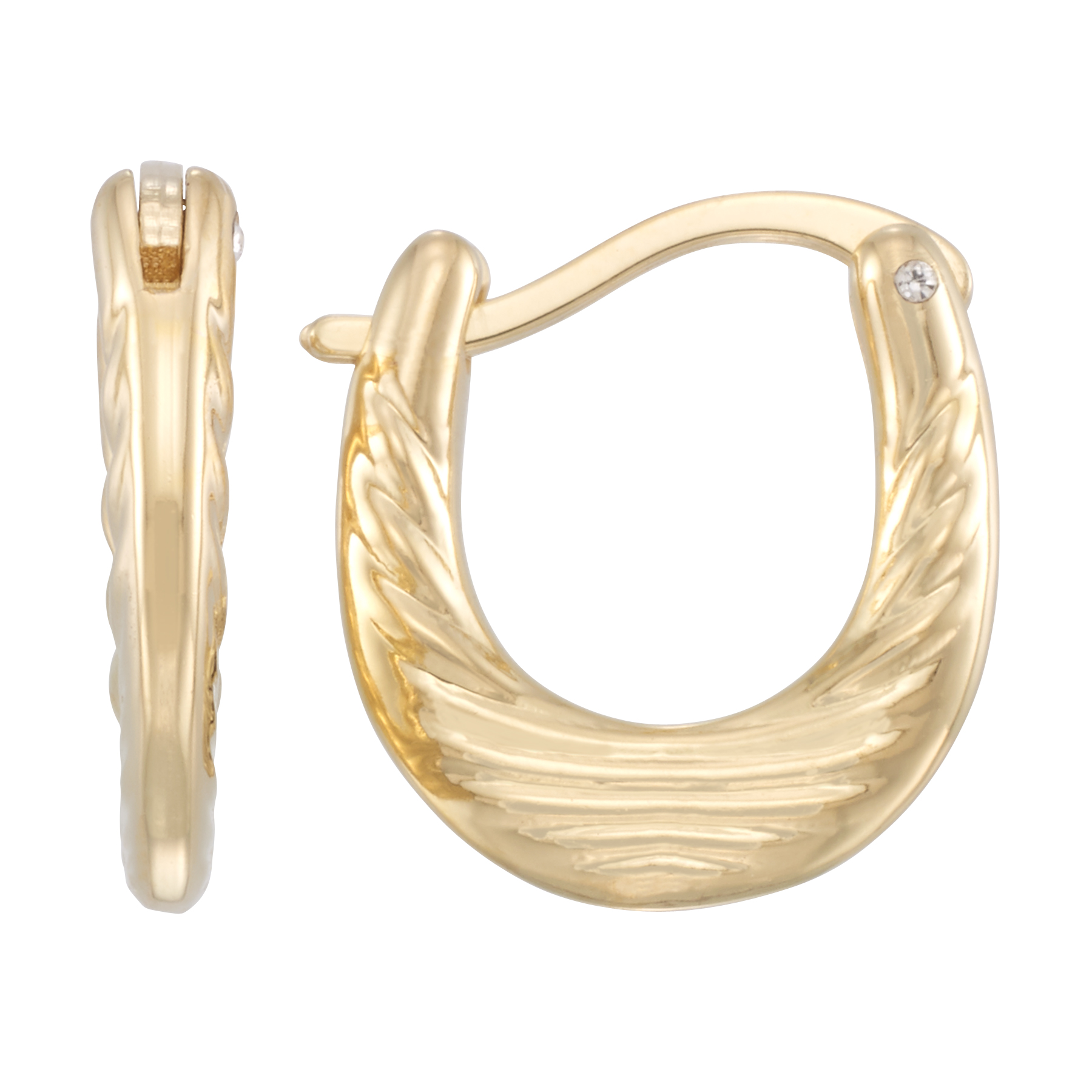 10K Yellow Gold Resin Ribbed Hoop Earrings
