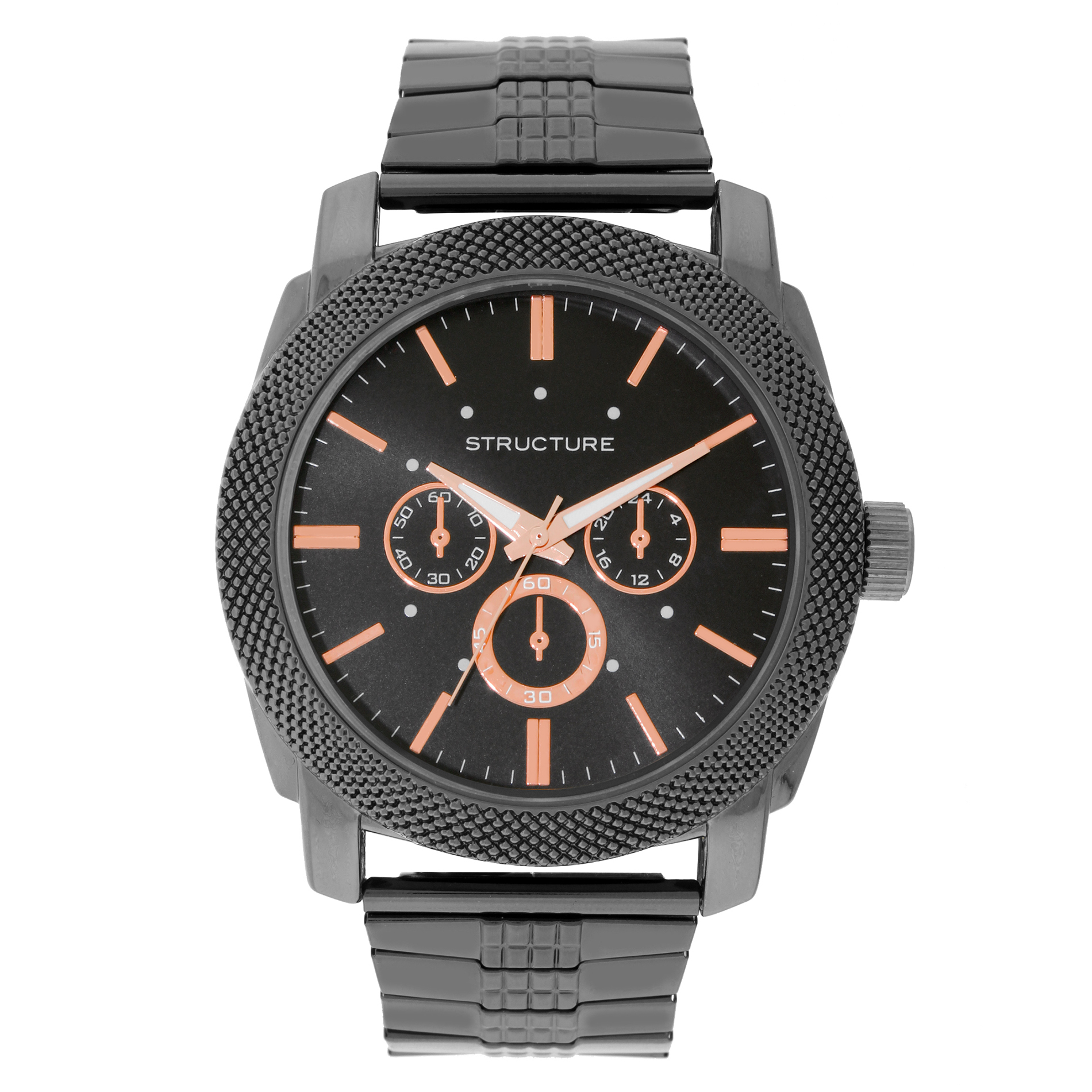 Structure Men's Gunmetal And Rose Gold Tone Expansion Watch