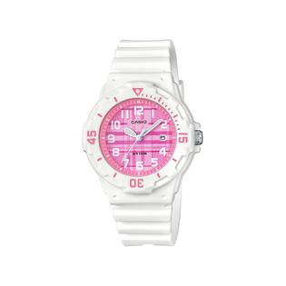 Casio Ladies' Pink Dial White Strap Analog Watch
