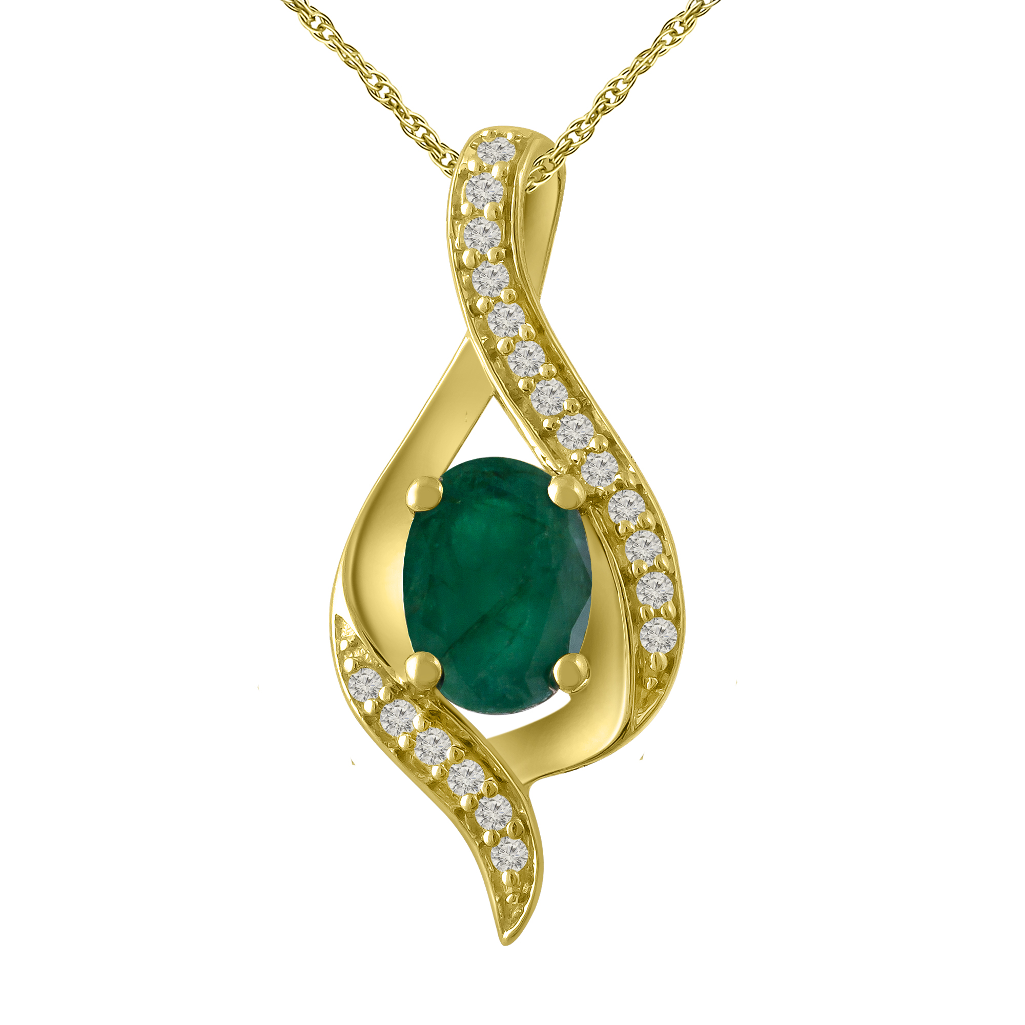 7x5 Genuine Emerald Pendant in Gold over Sterling Silver