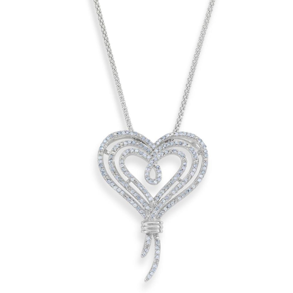 1/2 Cttw. Diamond Sterling Silver Heart Pendant