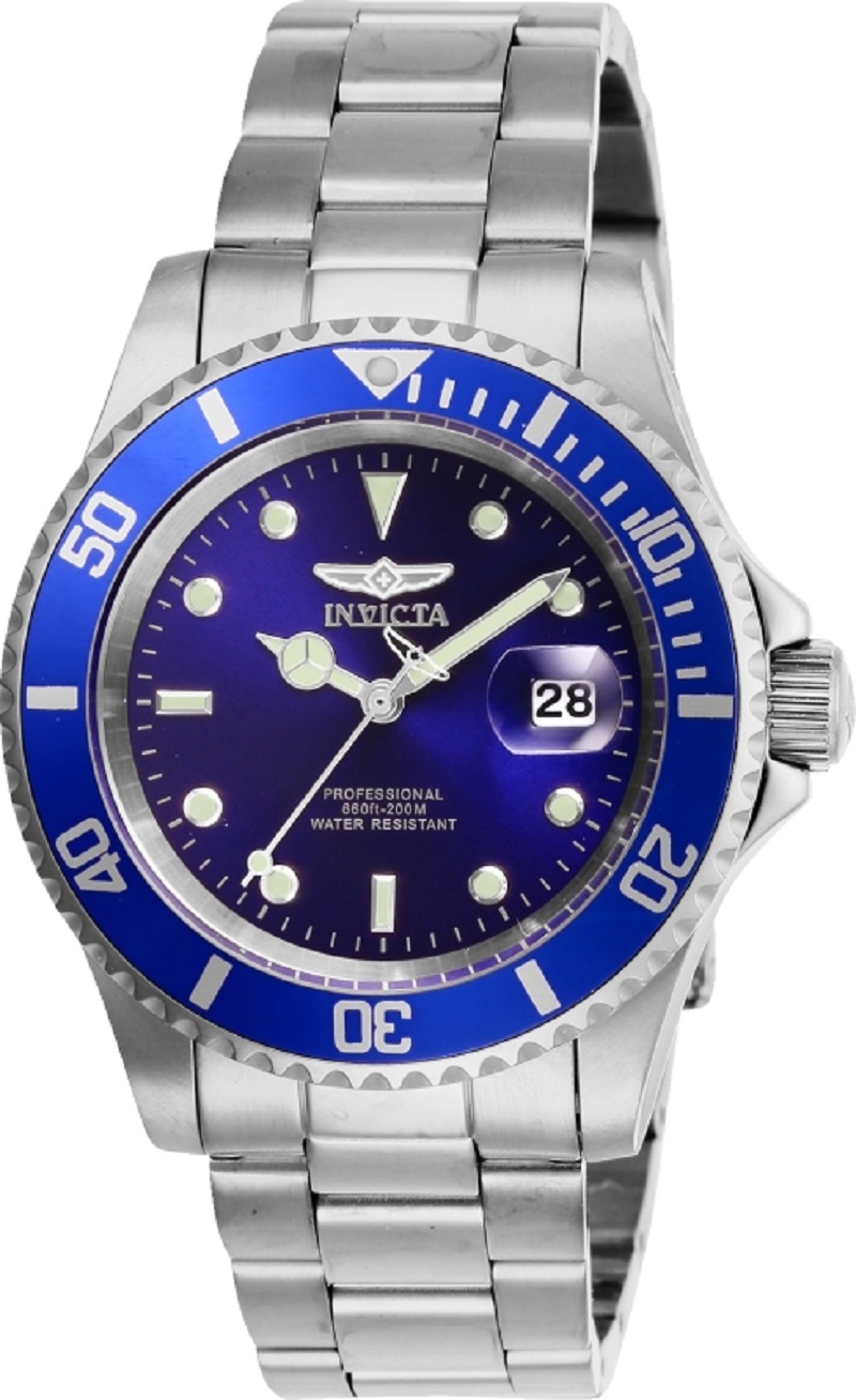 Pro Diver Men 40mm Stainless Steel Blue Dial Bracelet Watch