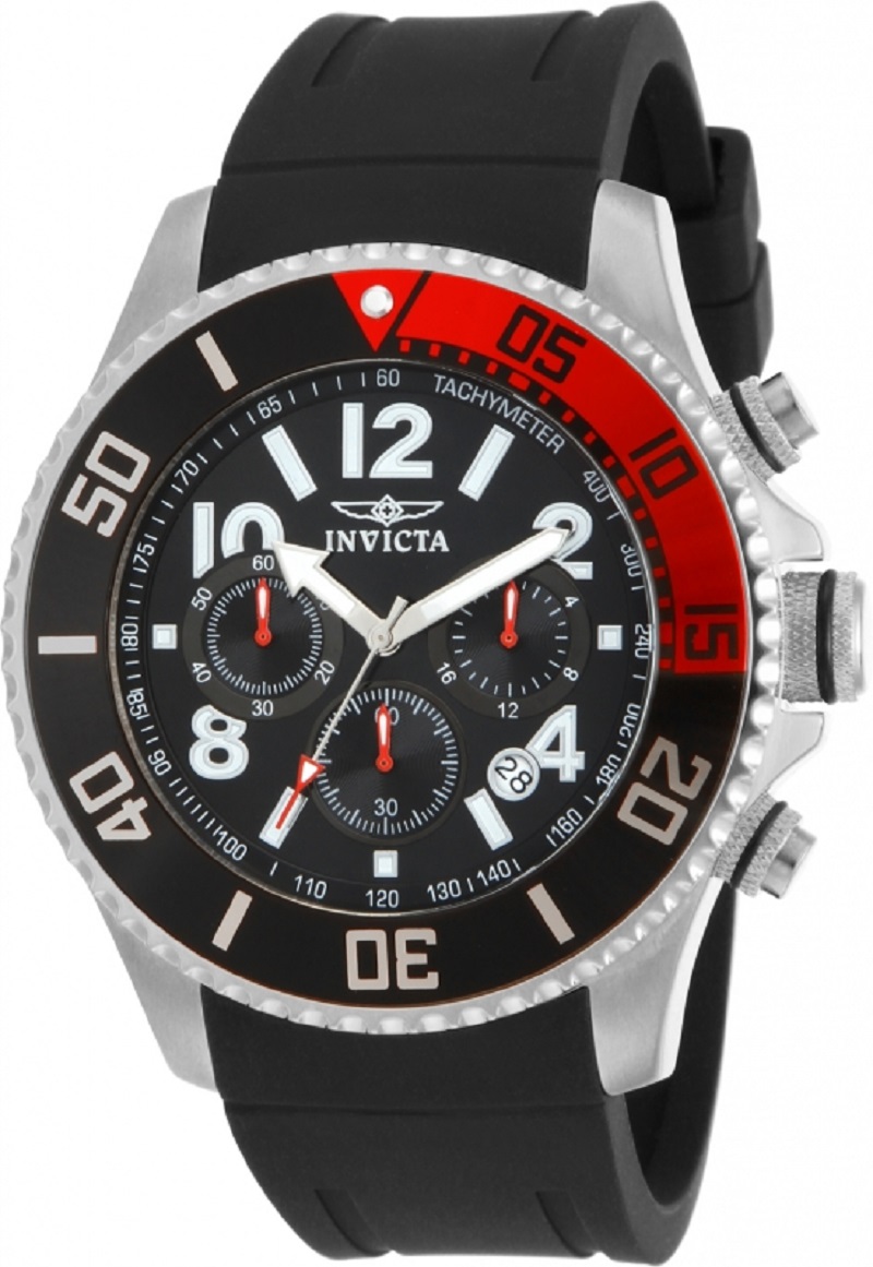 Pro Diver Men 48mm Stainless Steel Black Dial Strap Watch
