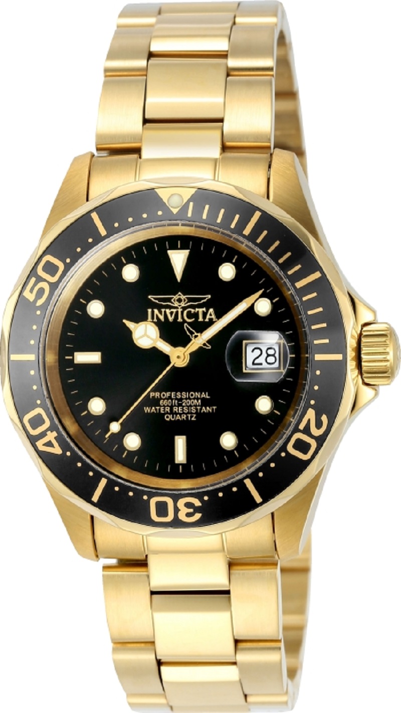 Pro Diver Men 40mm Stainless Steel Gold Tone Bracelet Watch