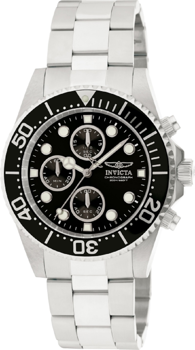 Pro Diver Men 43mm Stainless Steel Black Dial Bracelet Watch