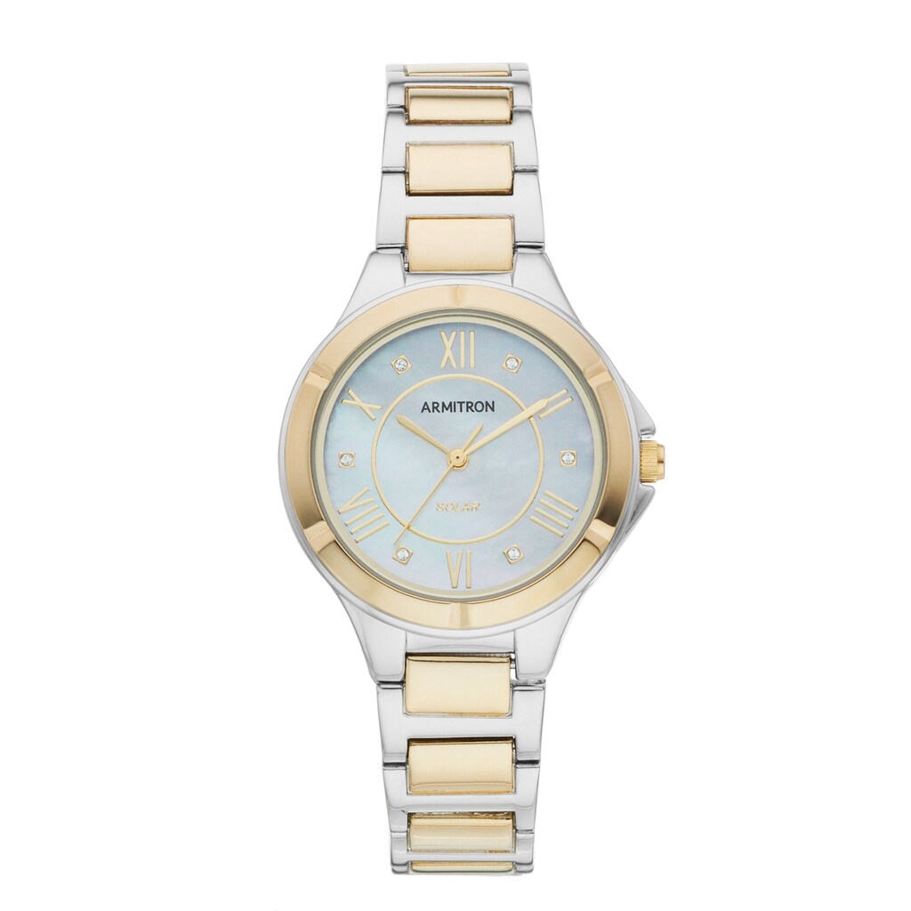 Solar Ladies Two Tone Mother of Pearl Dial Bracelet Watch