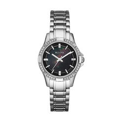 Bulova 96L214 30 mm Womens Quartz Silver Tone Swarovski Crystals Stainless Steel Watch