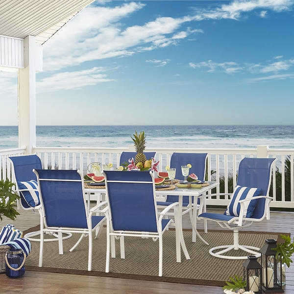 Garden Oasis Ss I 139nswset Harrison 7 Pc Glass Top Dining Set Blue American Freight Sears Outlet