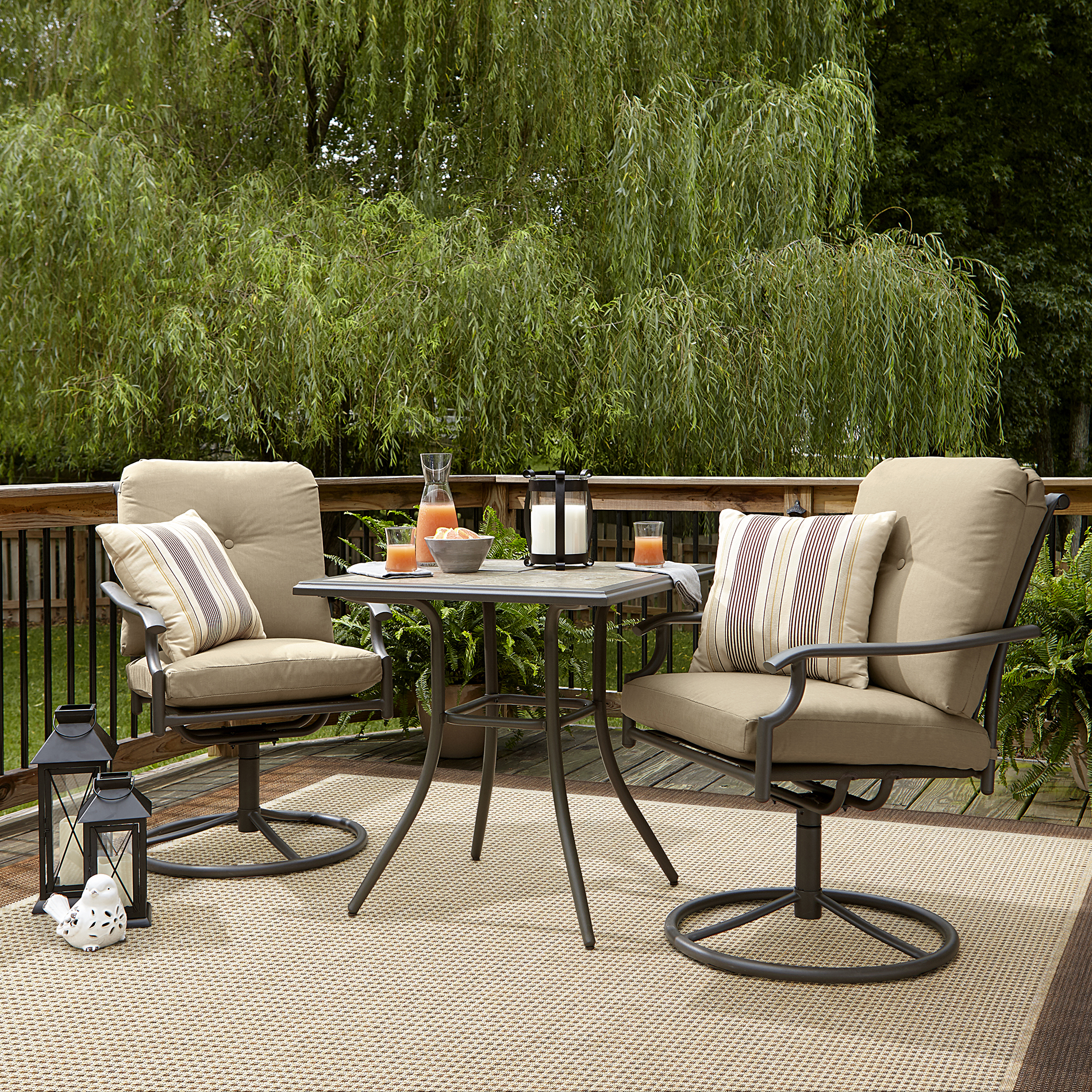 Garden Oasis Brookston 3 Piece Swivel Bistro Set Stone Garden Oasis Brookston 3 Piece Swivel Bistro Set Stone