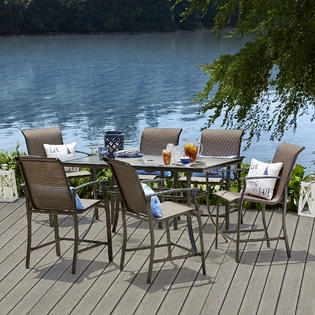 Garden Oasis Harrison 7 Piece Textured Glass Top High Dining Set