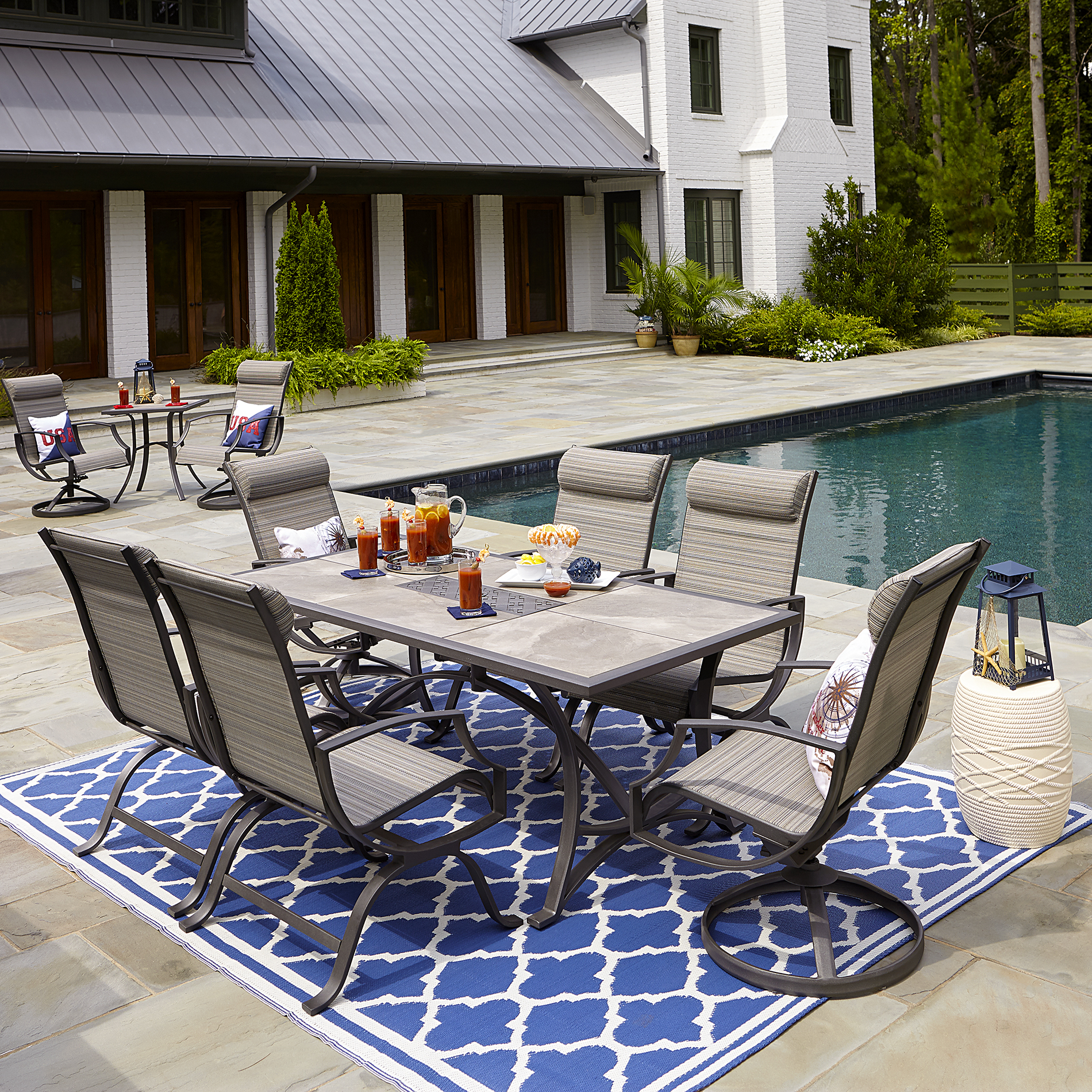 7 Pc Sling Outdoor Dining Set, Sling Chair Outdoor Dining Set