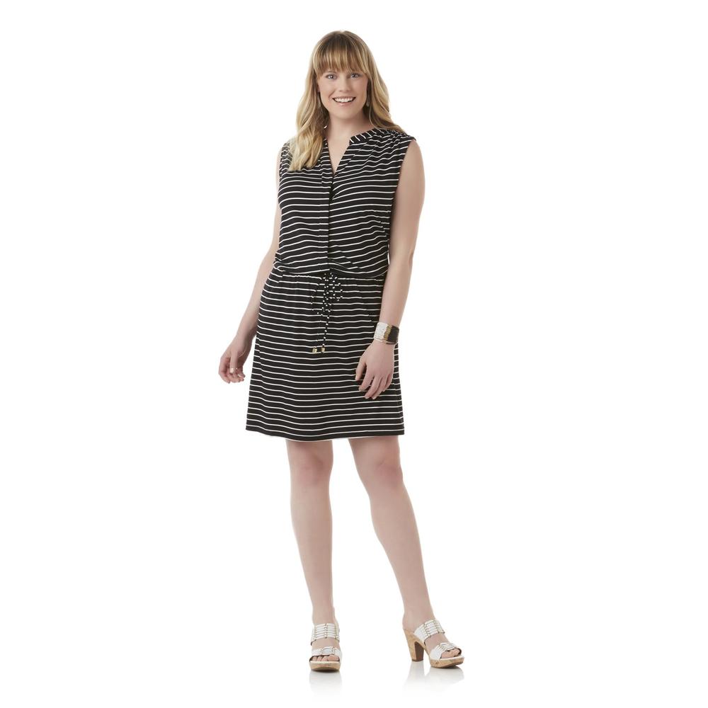 Simply Emma Women's Plus Sleeveless Dress - Striped