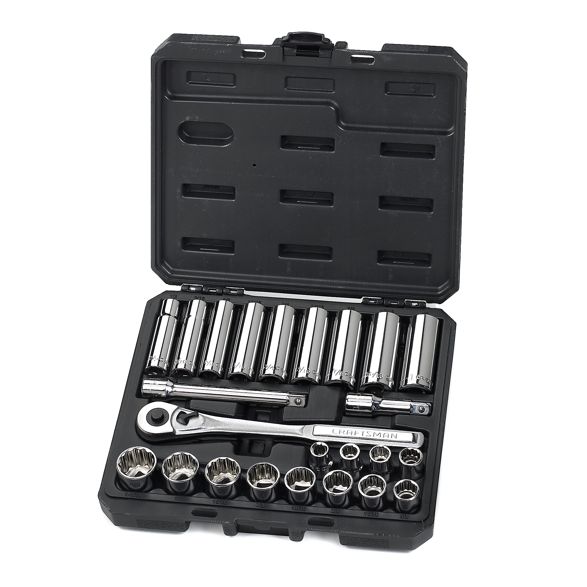 Craftsman 24 Pc 1 2 Drive Socket Wrench Set With 84 Tooth Ratchet