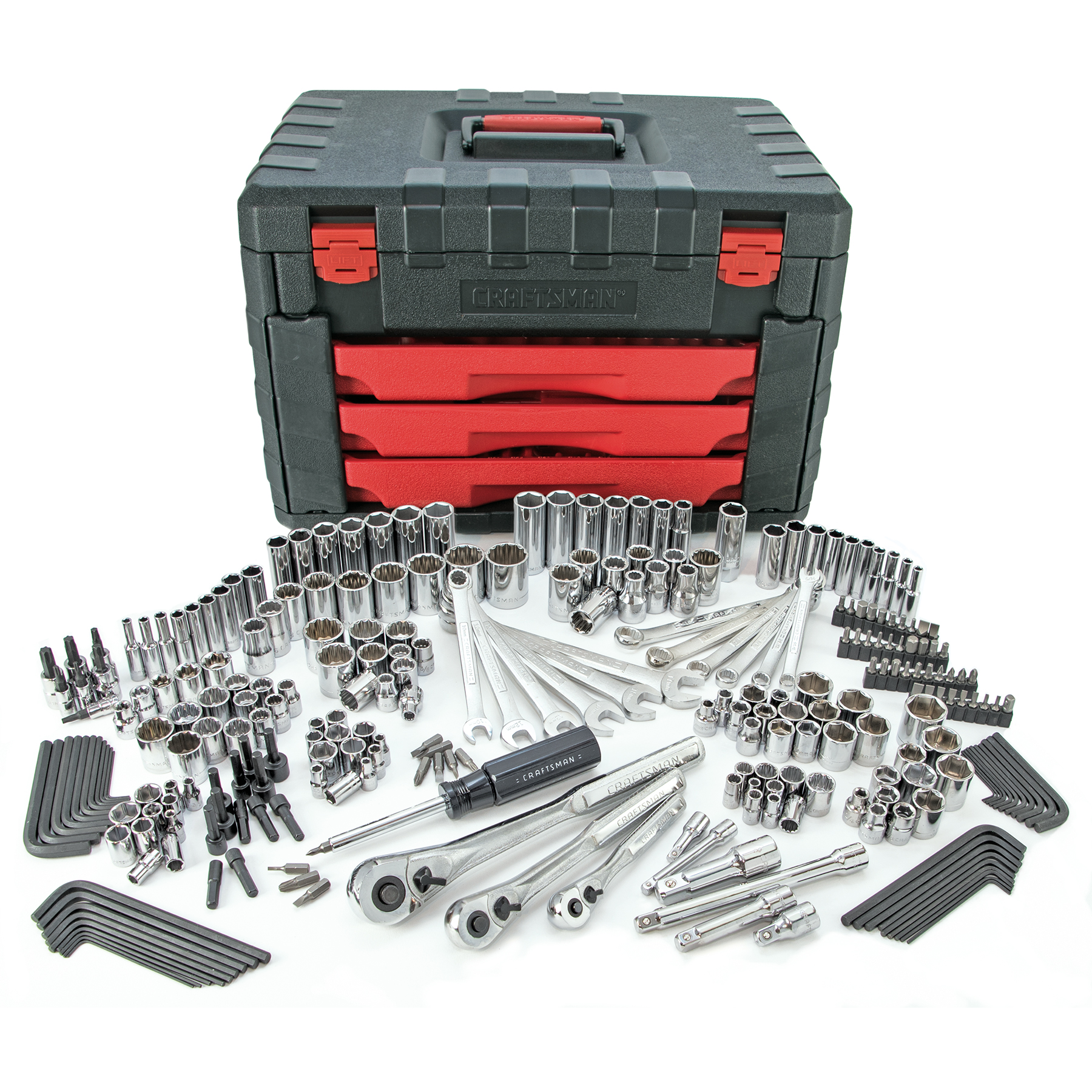 Craftsman 270pc Mechanics Tool Set 3 Drawer Chest 1 4 3 8 1 2 In