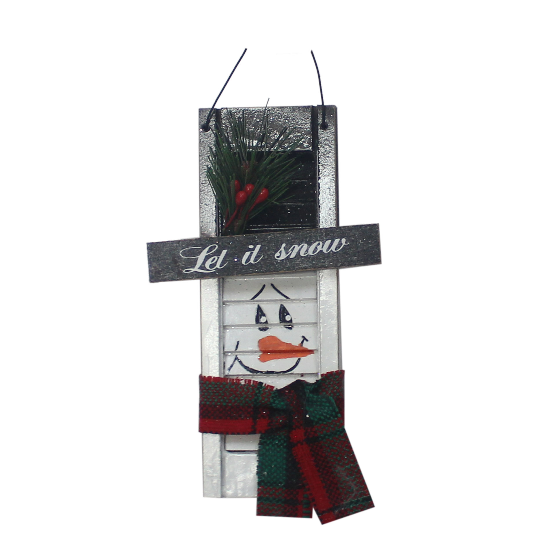 Jaclyn Smith 4" x 6" Shutter Snowman Tree Ornament with Scarf