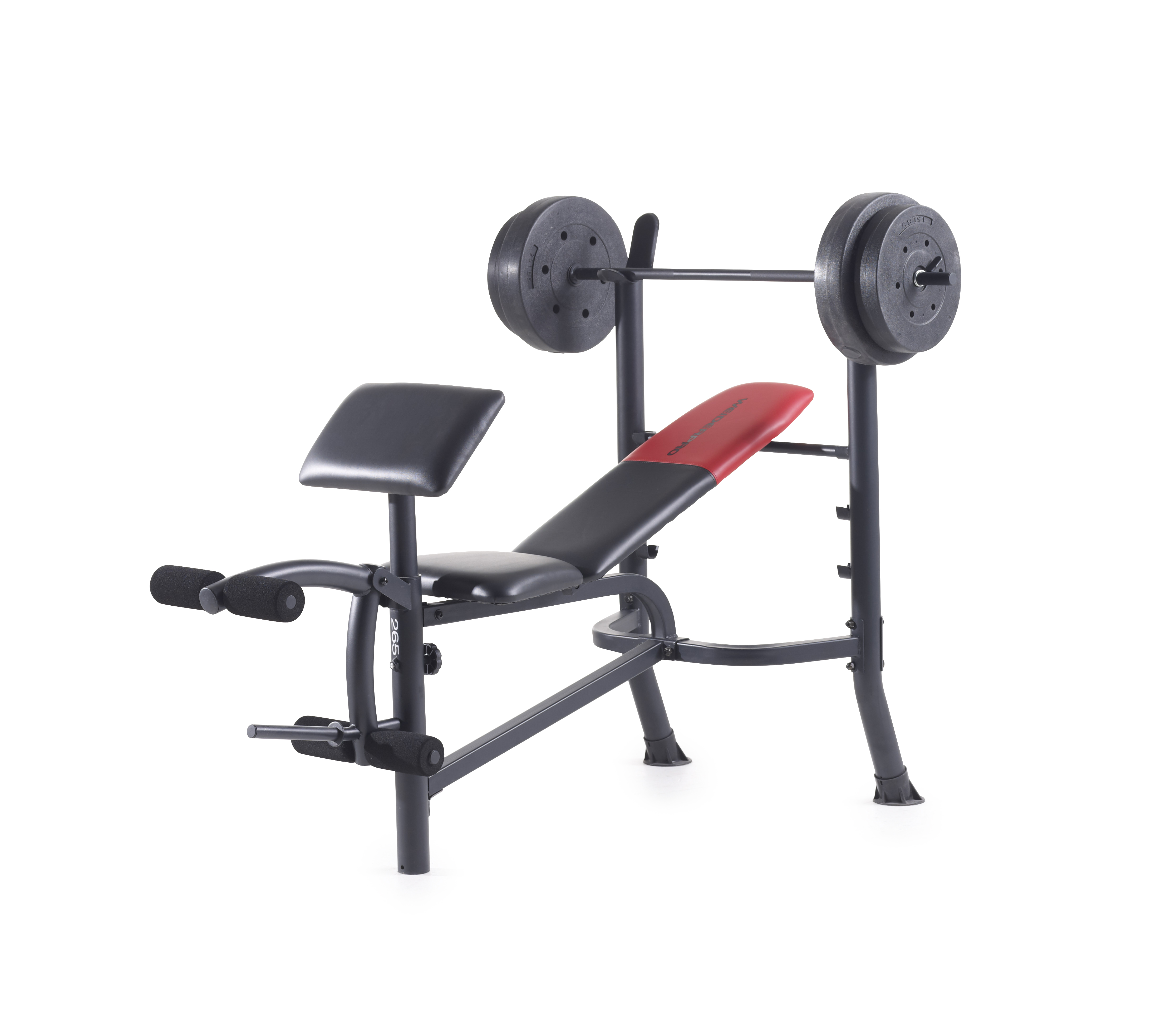 Weider Pro 265 Standard Bench With 80 Lb Vinyl Weight Set