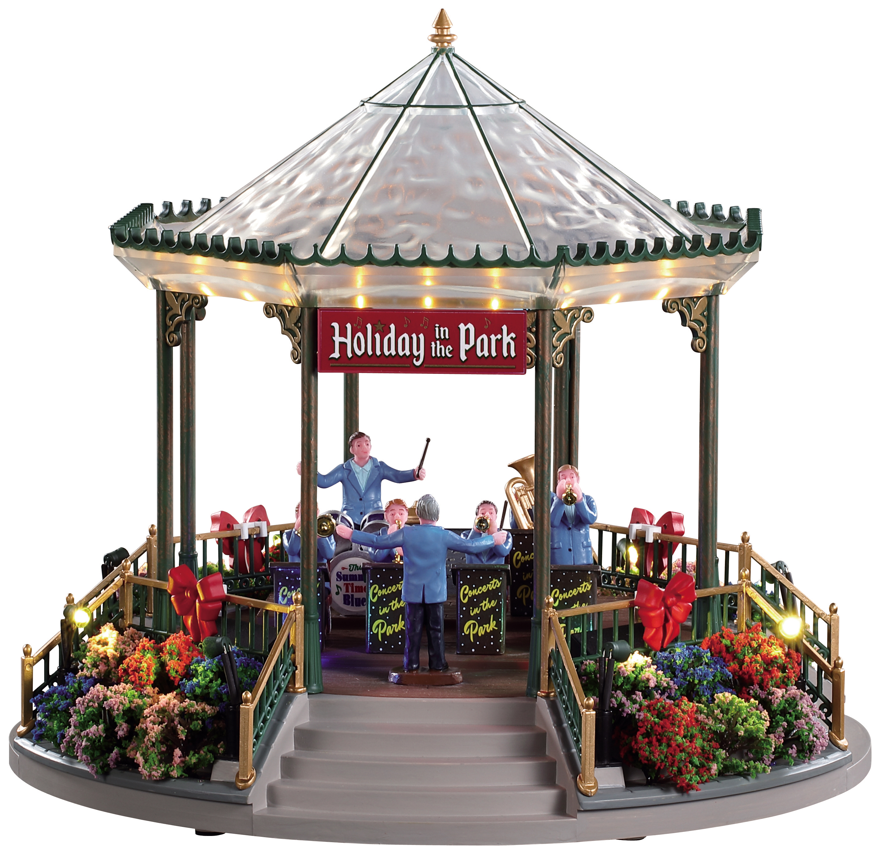Lemax Holiday Garden Green Bandstand Village Accessory