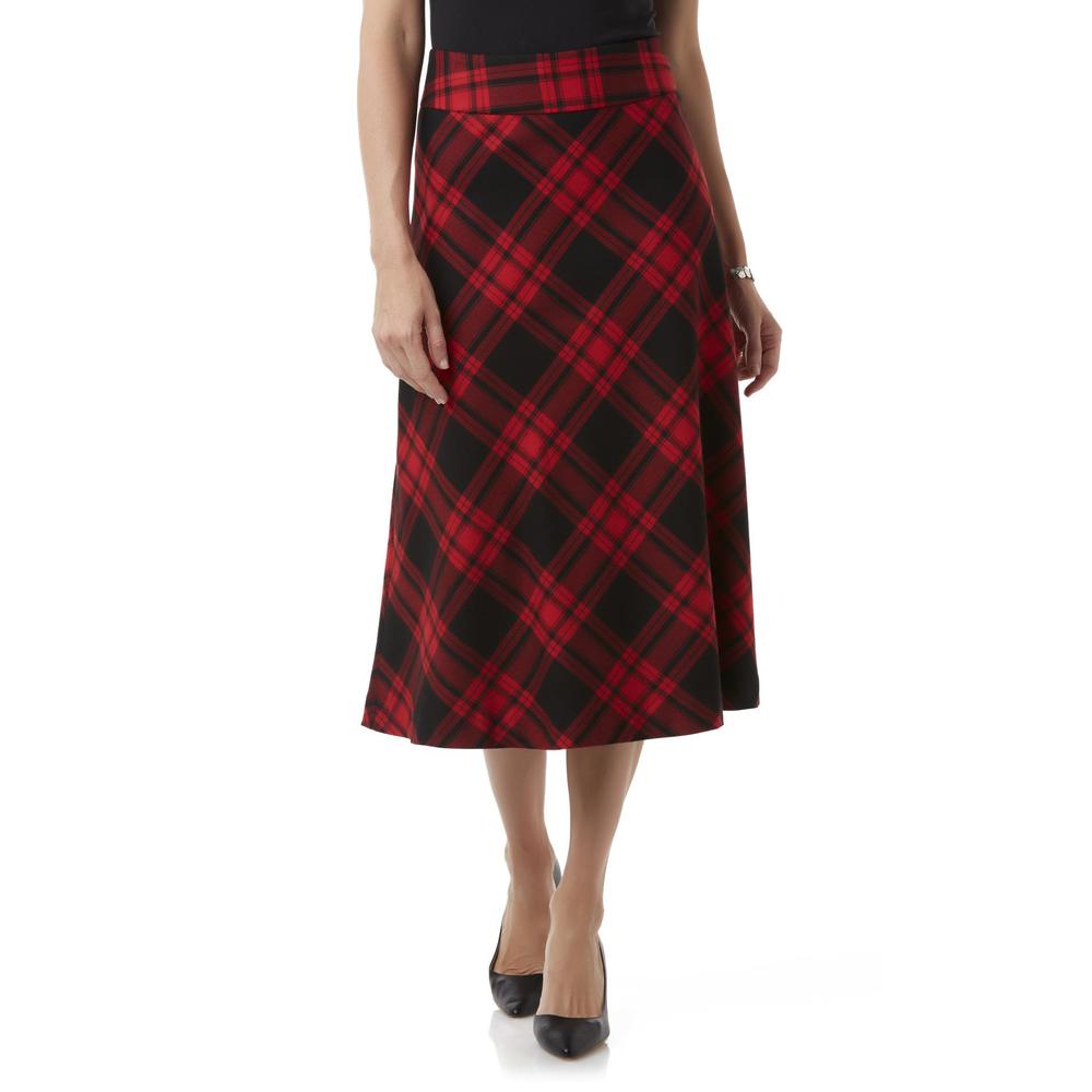 Laura Scott Women's A-Line Midi Skirt - Plaid