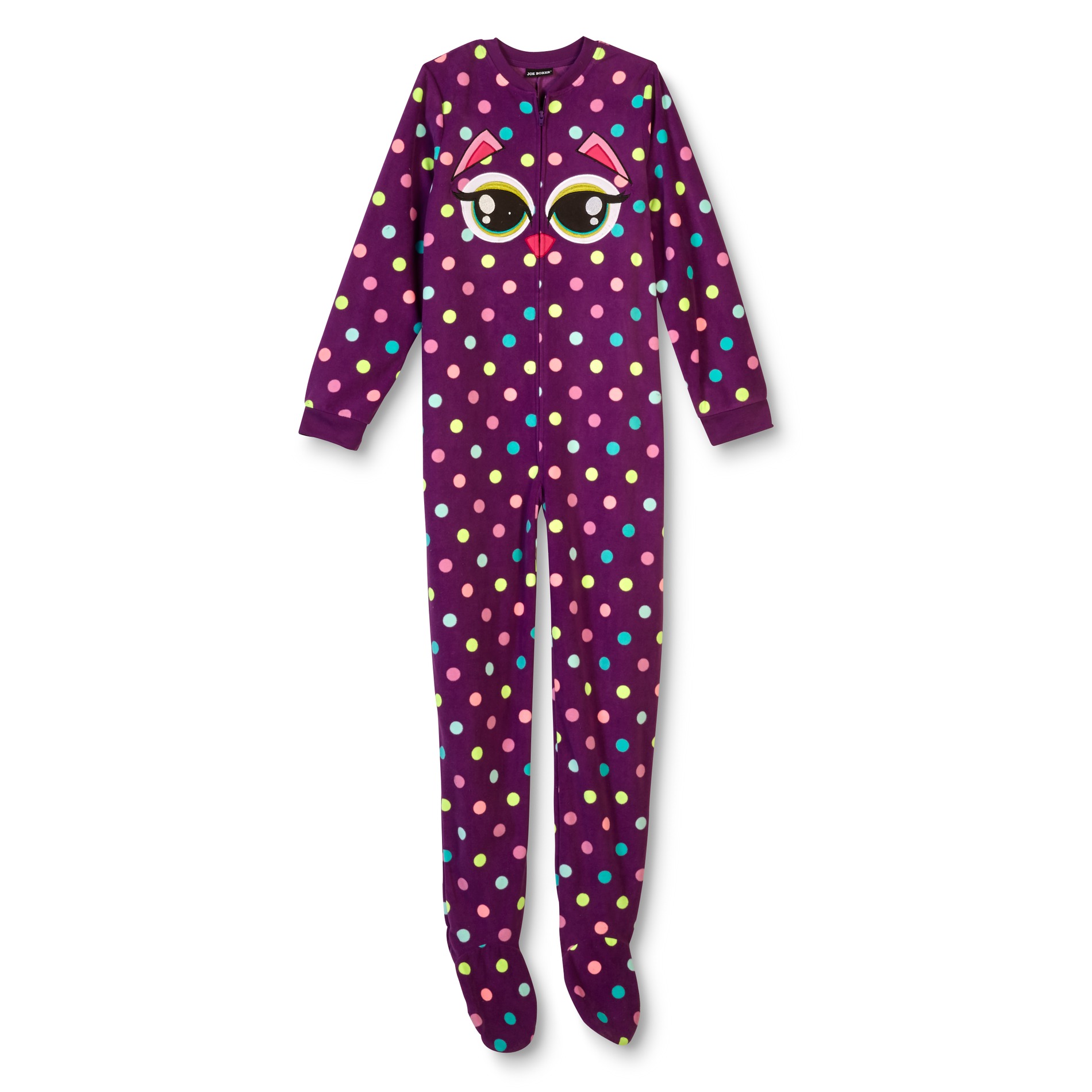 Joe Boxer Girl's Fleece Footed Pajamas - Dots