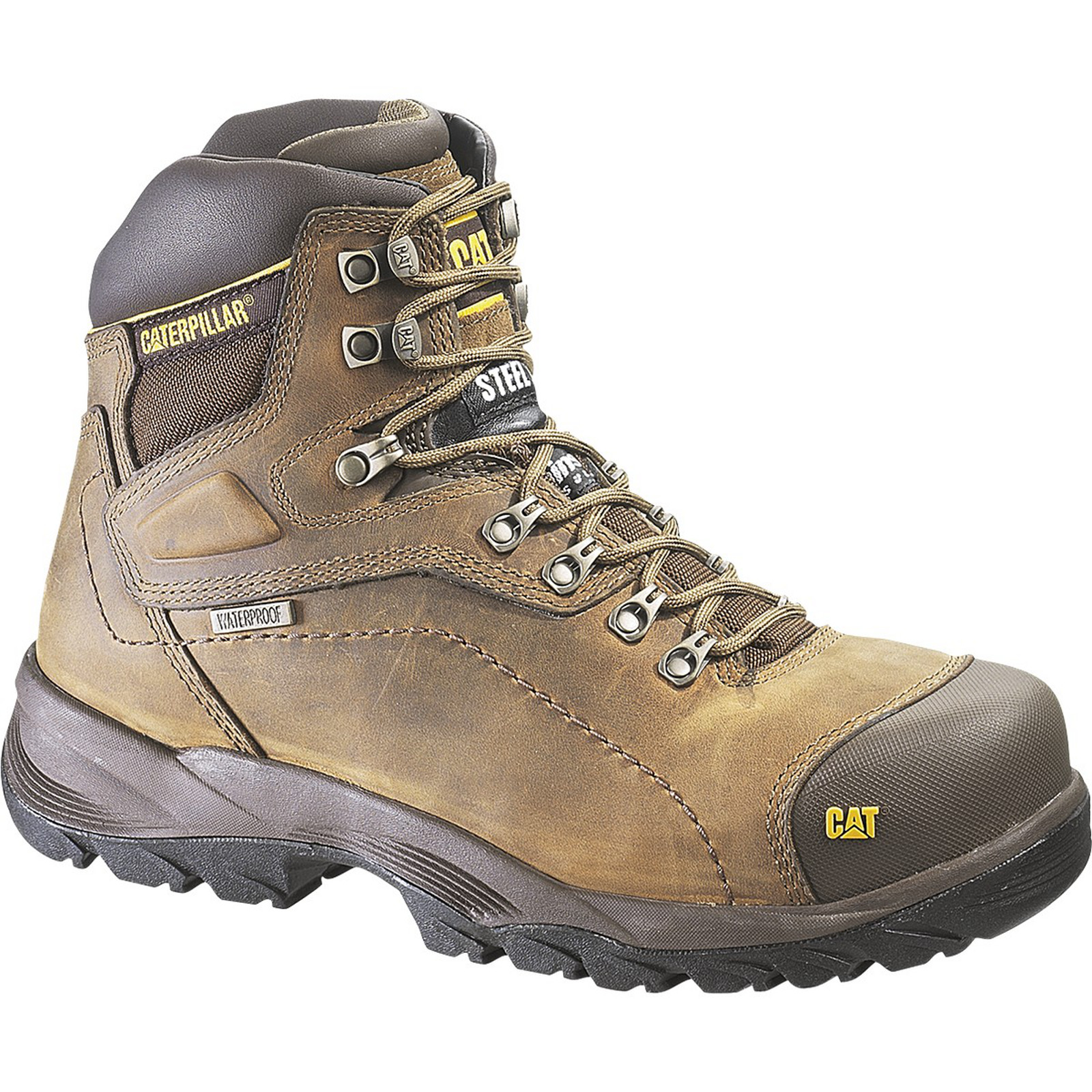Cat Footwear Men's Diagnostic Leather Waterproof Steel Toe EH Work Boot #89940 Wide Width Available - Brown
