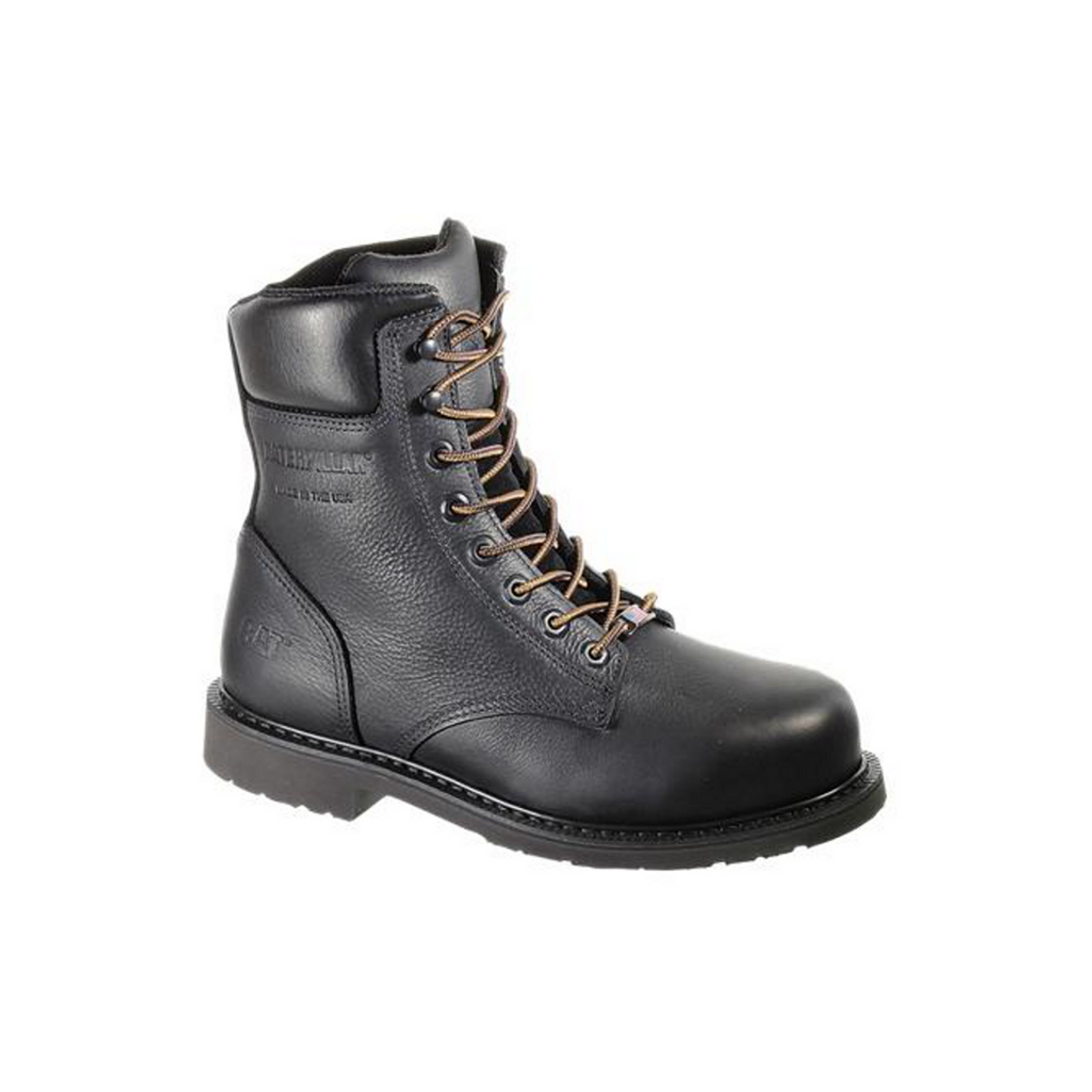 Cat Footwear Men's 8" Black Leather Steel-Toe Work Boot