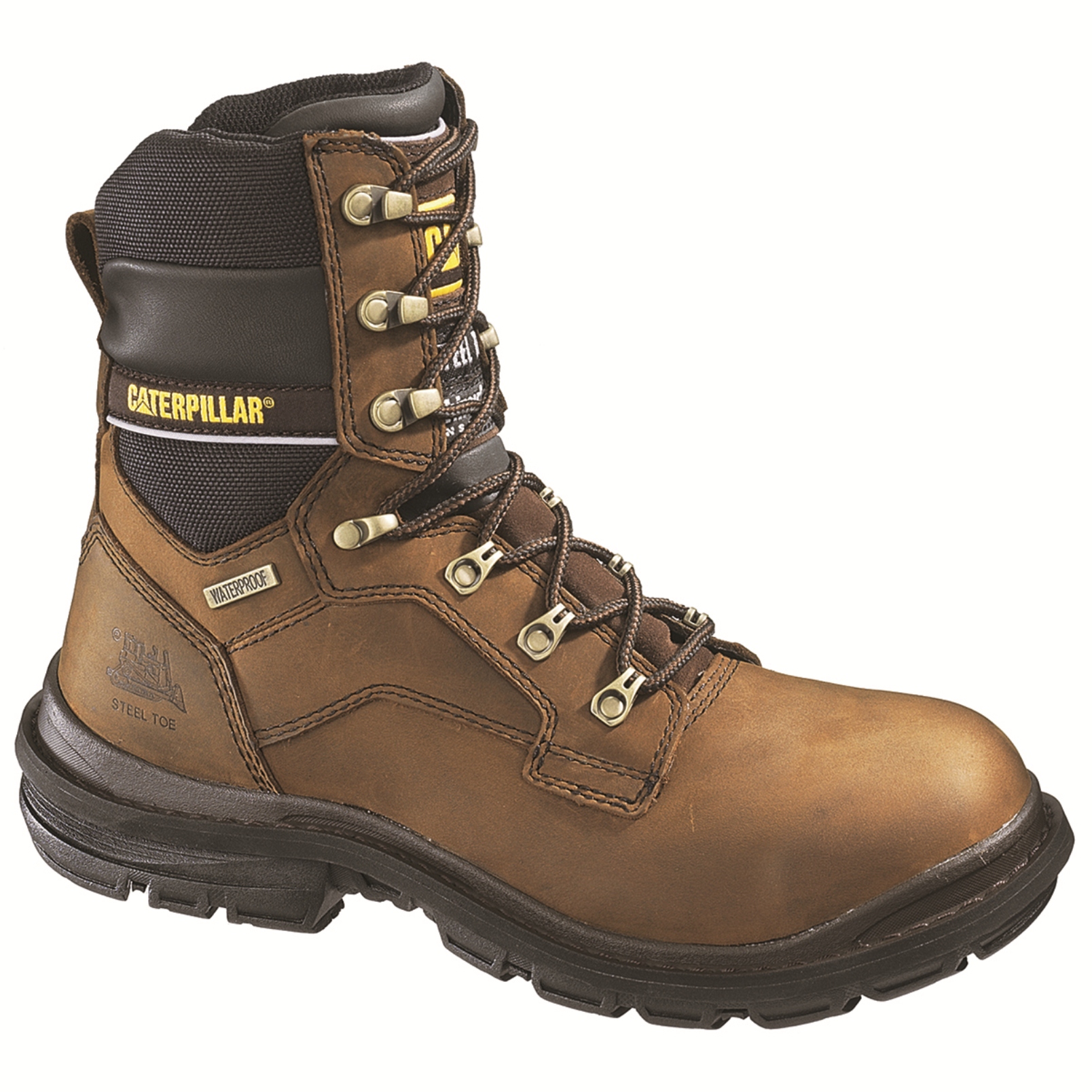 Cat Footwear Men's 8" Generator Waterproof Steel Toe  Leather Work Boot #89988 Wide Width Available - Brown