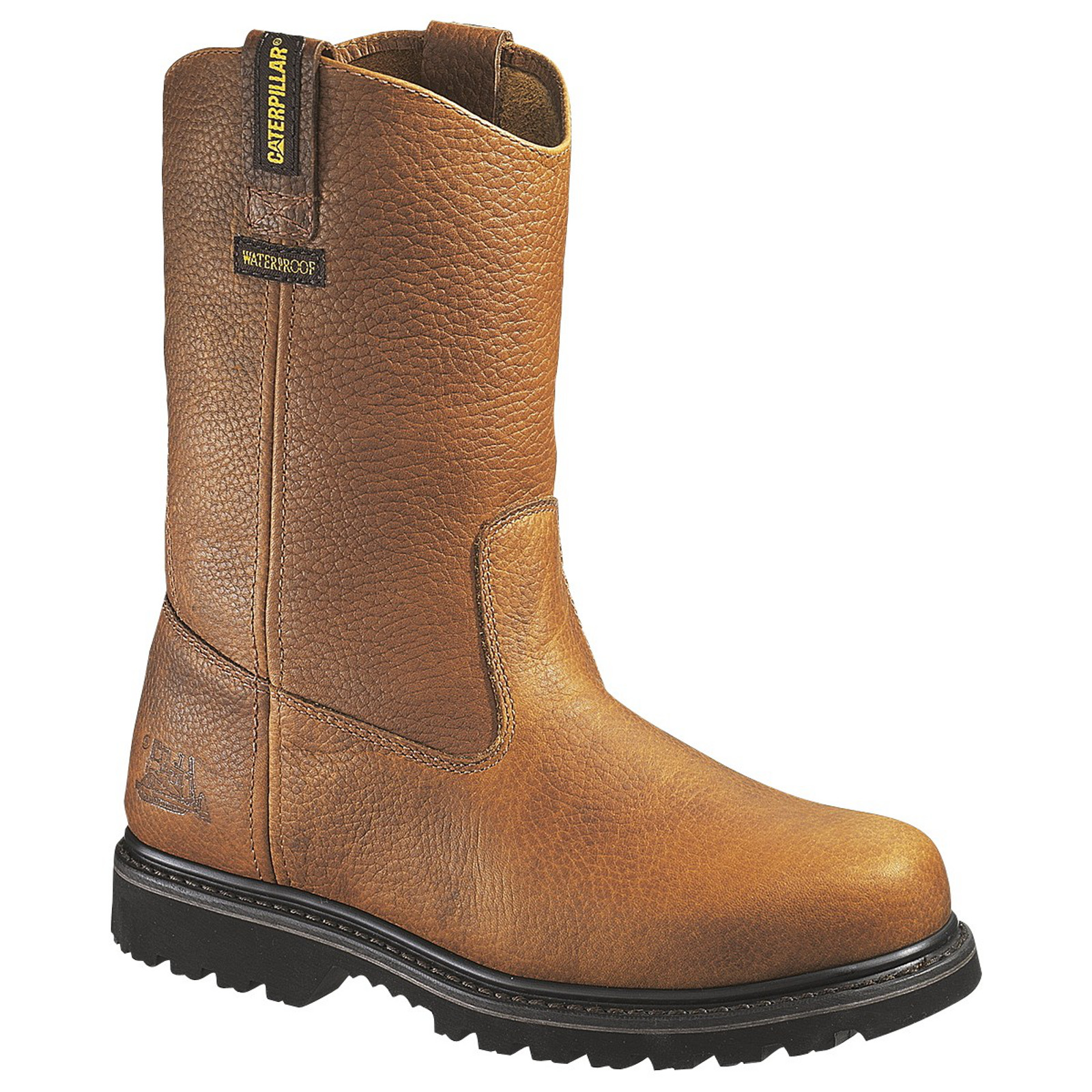 Cat Footwear Men's 10" Edgework Waterproof Wellington Steel Toe EH Work Boot P89882 Wide Width Available - Brown