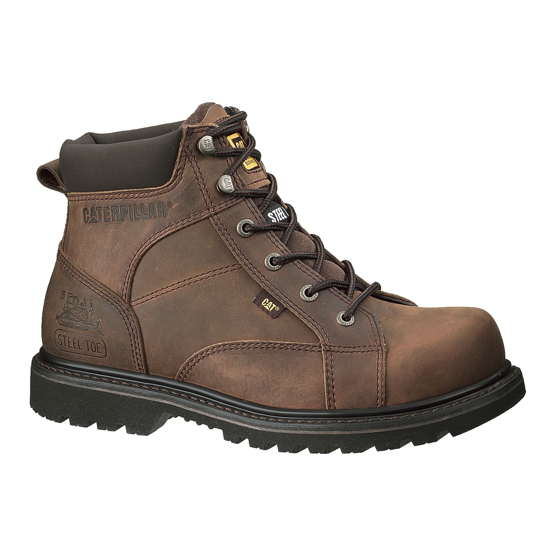 Cat Footwear Men's 6" Whiston Leather Soft Toe Slip Resistant Work Boot P73380 Wide Width Available - Brown