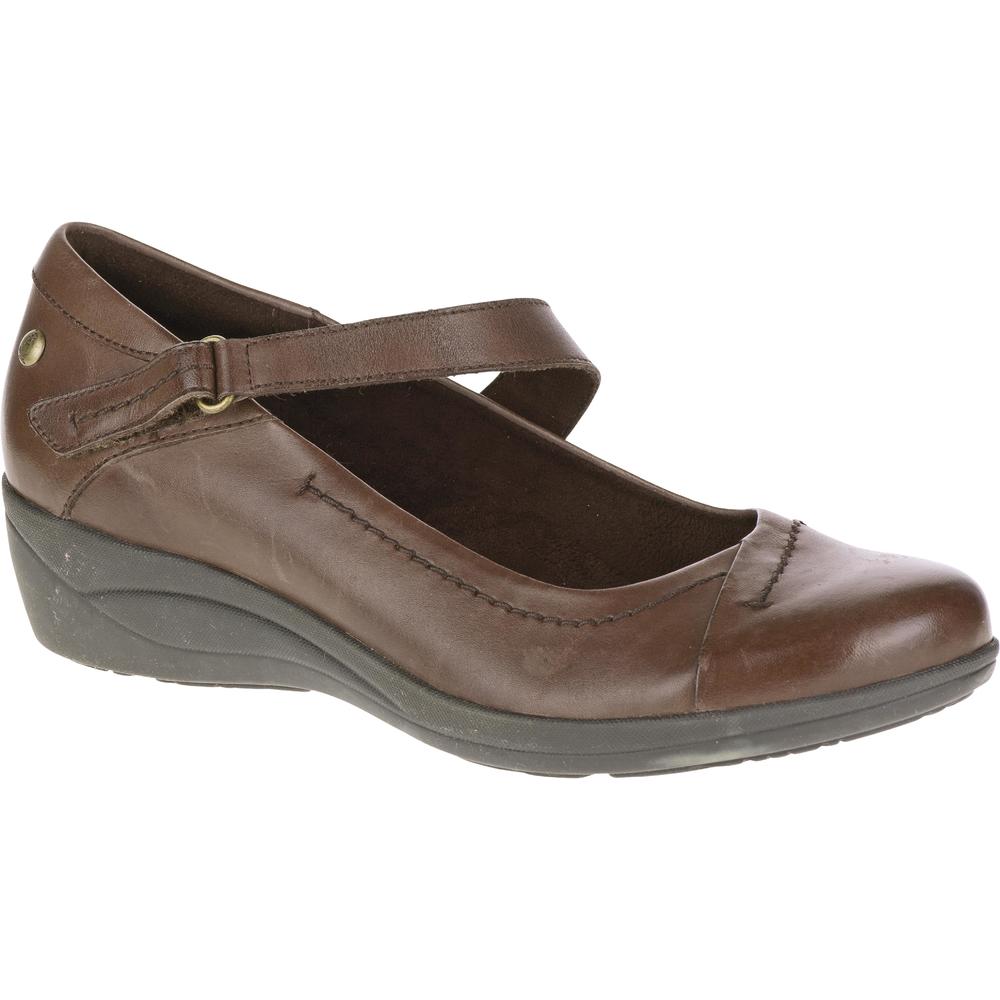 Hush Puppies Women's Blanche Oleena Brown Leather Comfort Mary Jane Shoe - Wide Width Available