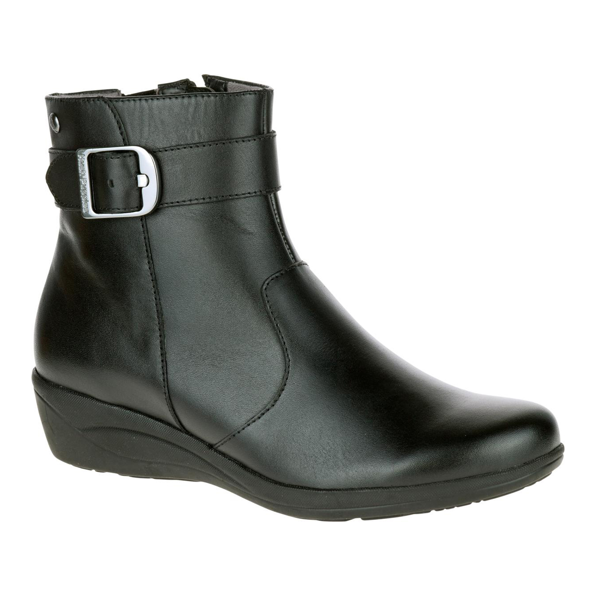 Hush Puppies Women's Ethel Oleena Leather Boot - Black Wide Width Avail