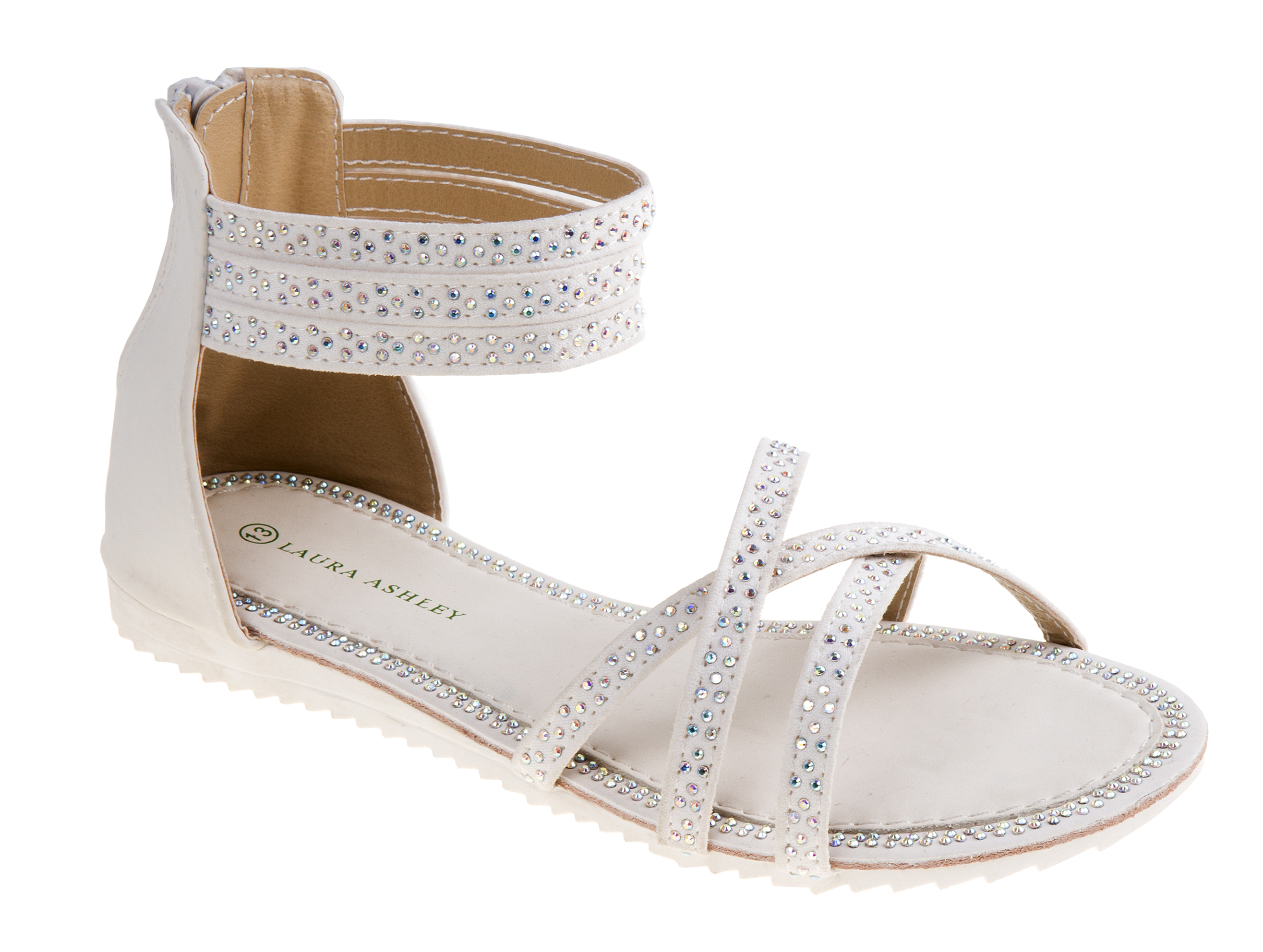 Laura Ashley Girls' Embellished Gladiator White Sandal