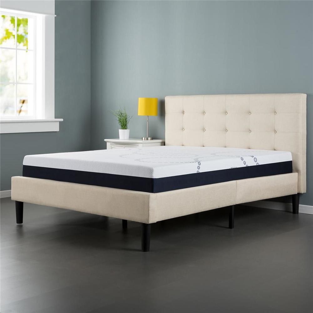 Night Therapy Upholstered Button Tufted Platform Bed with Wooden Slats-Full