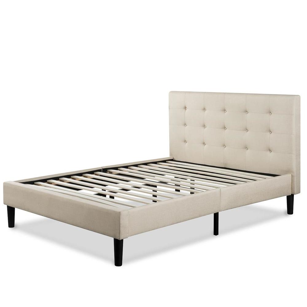 Night Therapy Upholstered Button Tufted Platform Bed with Wooden Slats-King