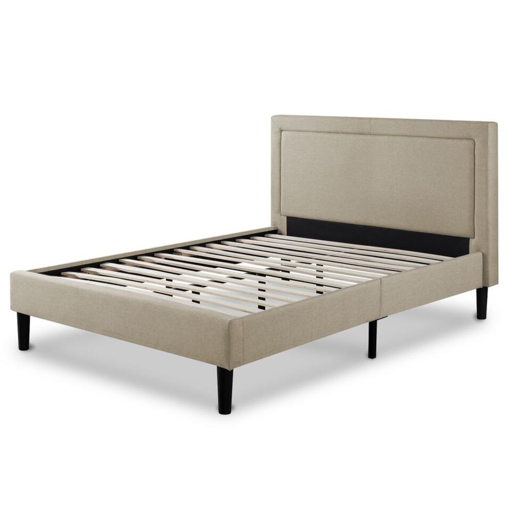 Night Therapy Upholstered Detailed Platform Bed with Wooden Slats-King