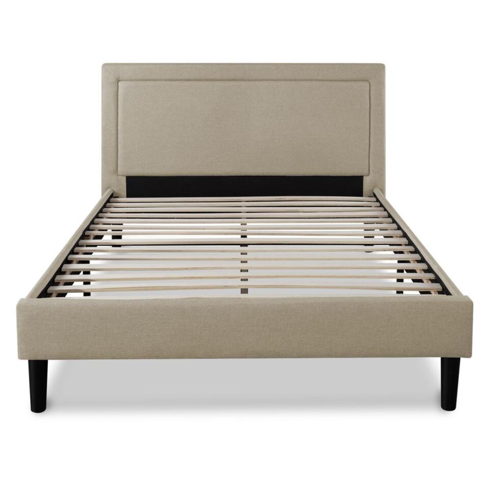 Night Therapy Upholstered Detailed Platform Bed with Wooden Slats-Queen