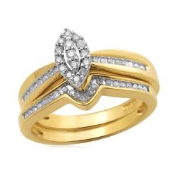 Gold over Silver 1/4ct Marquise Diamond Eternal Treasures Bridal Set - Size 7 Only