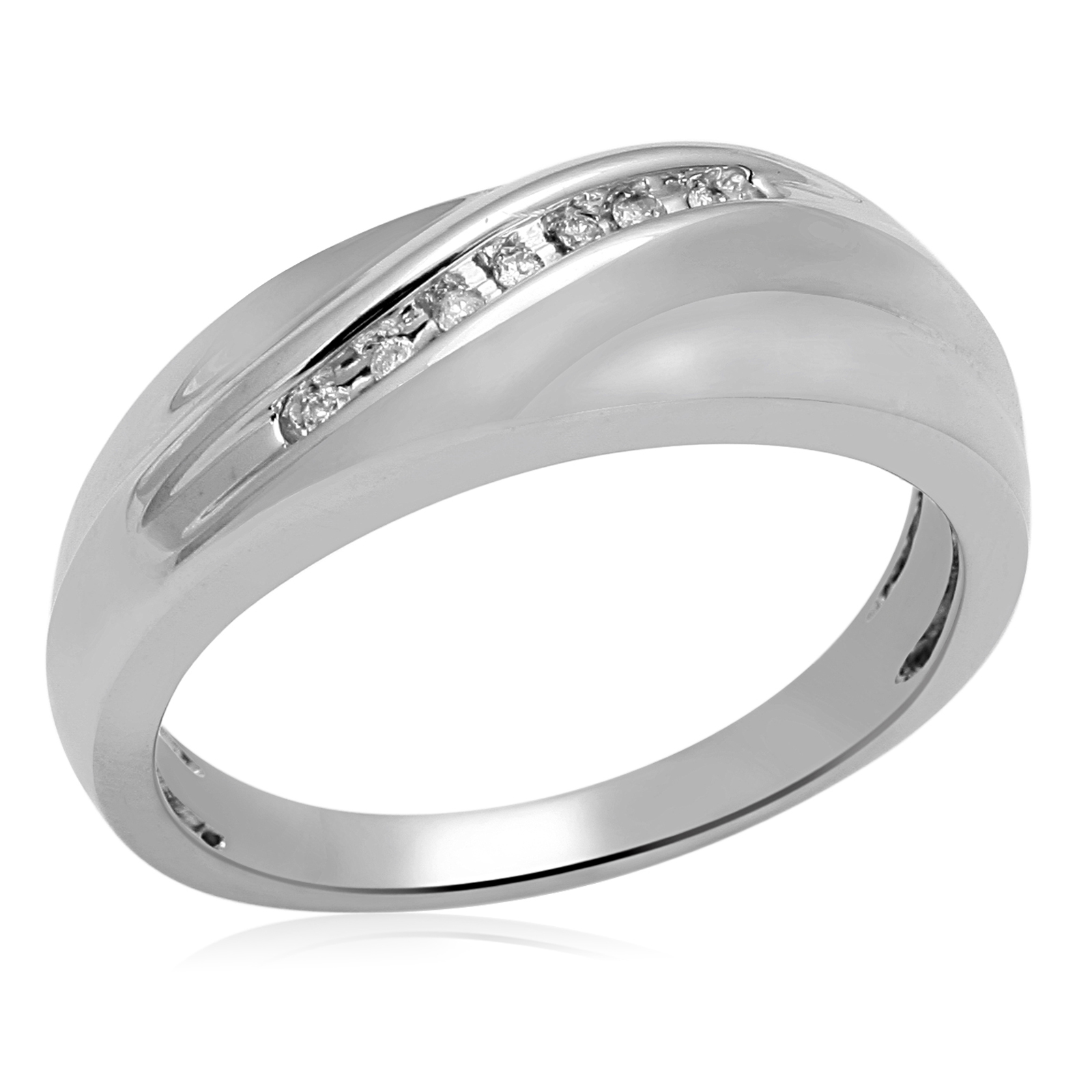 Eternal Treasures Diamond Accent Sterling Silver Men's Band - Size 10.5 Only
