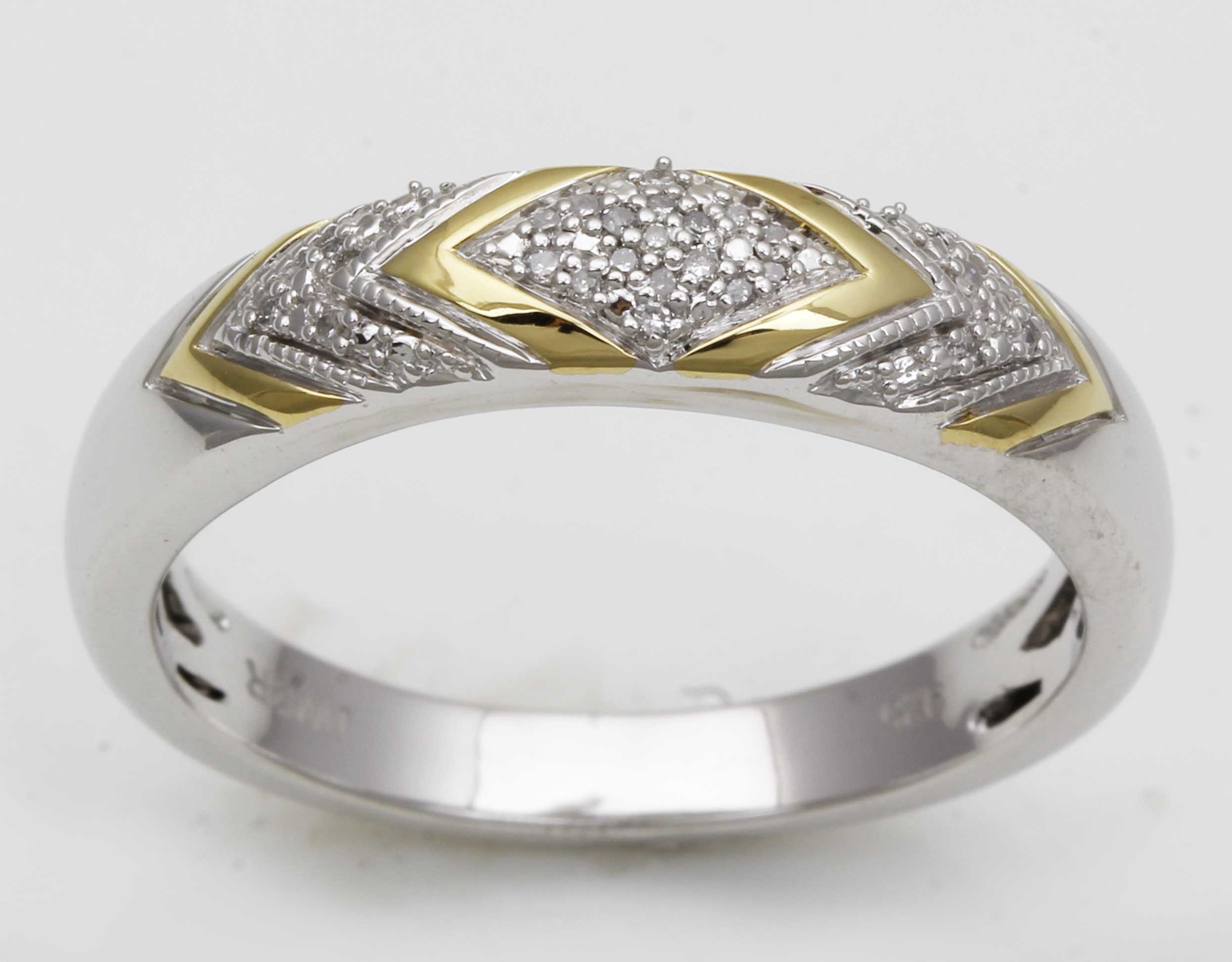 Eternal Treasures Sterling Silver Diamond Accent Mens Two Tone Eternity Band