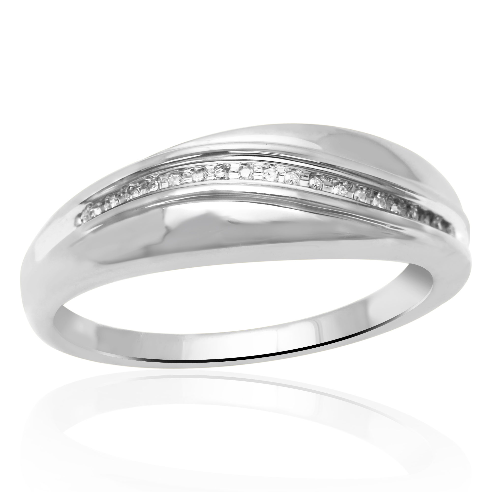 Men's.05 CTTW Sterling Silver Diamond Ring - Size 10 Only, Clear Men's.05 CTTW Sterling Silver Diamond Ring - Size 10 Only, Clear