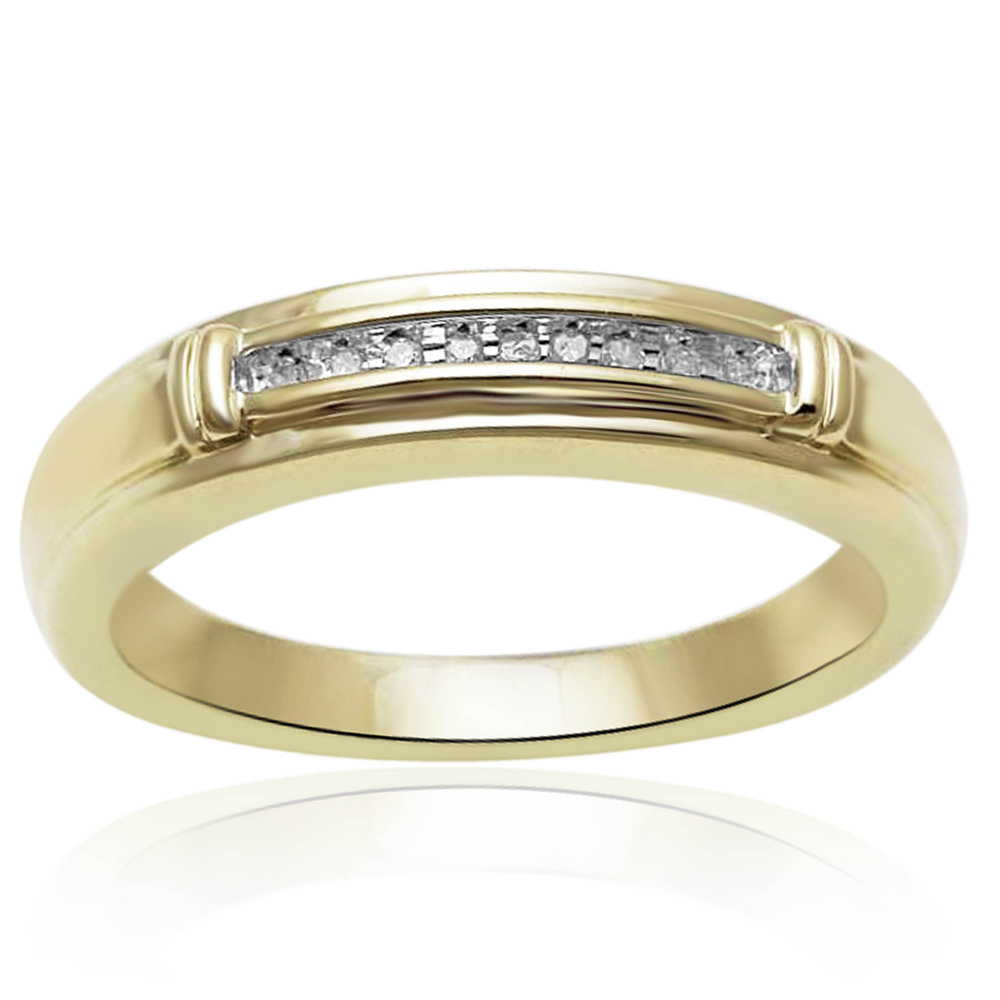 Men's .05 CTTW Gold over Silver Diamond Ring - Size 10 Only, Clear Men's .05 CTTW Gold over Silver Diamond Ring - Size 10 Only, Clear