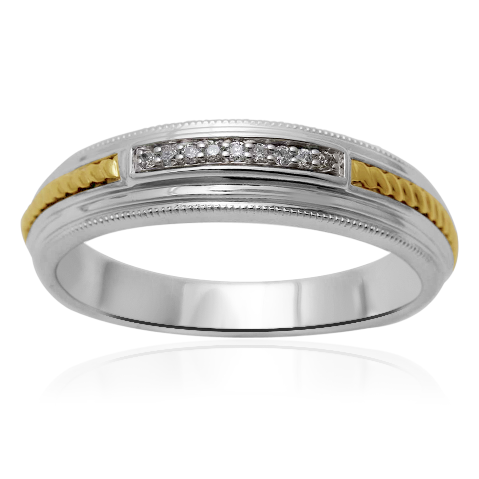 Men's .05 CTTW Sterling Silver Diamond Ring - Size 10 Only, Clear Men's .05 CTTW Sterling Silver Diamond Ring - Size 10 Only, Clear