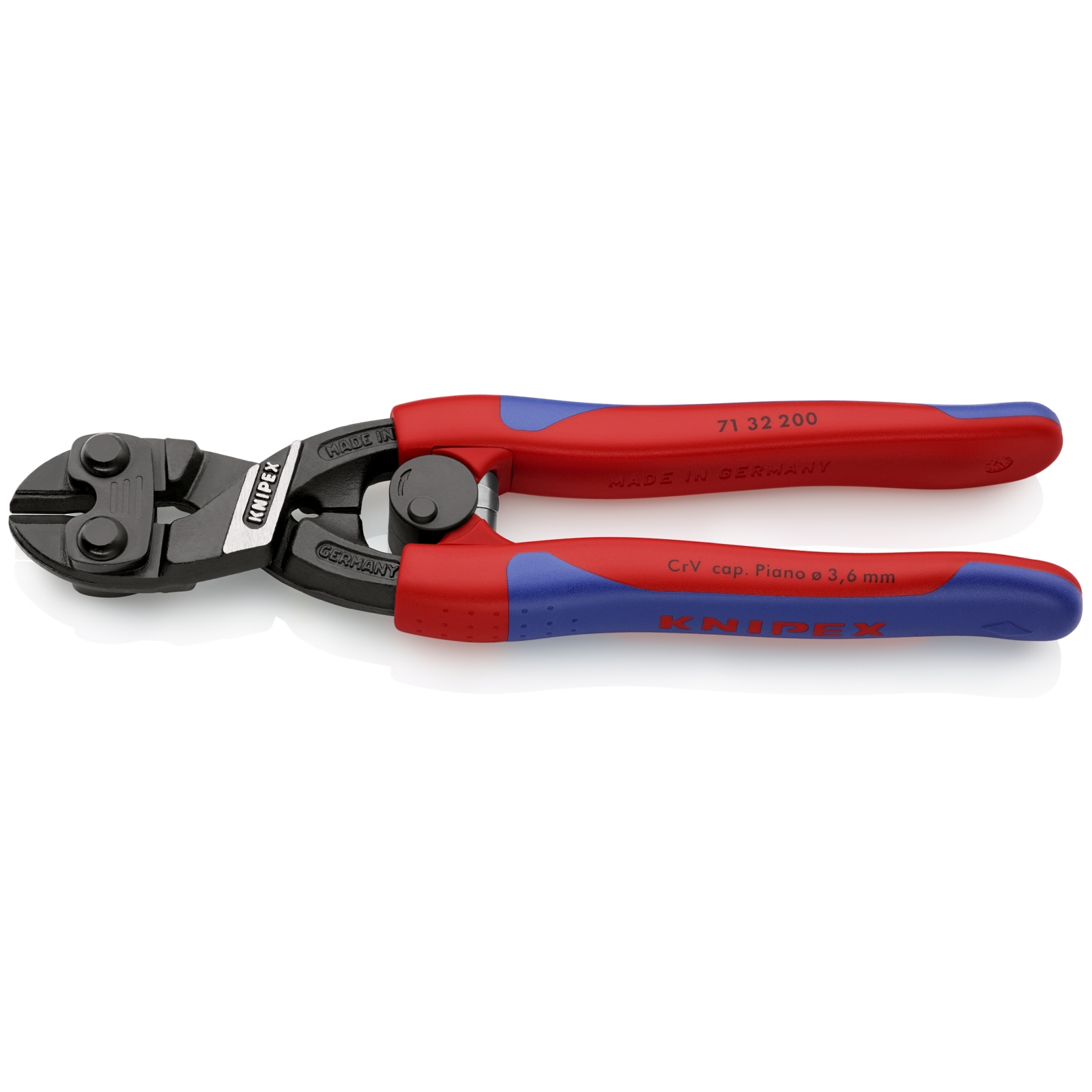 Knipex High Leverage 8" Mini Bolt Cutter with Cutting Notch and Comfort Grip Handles