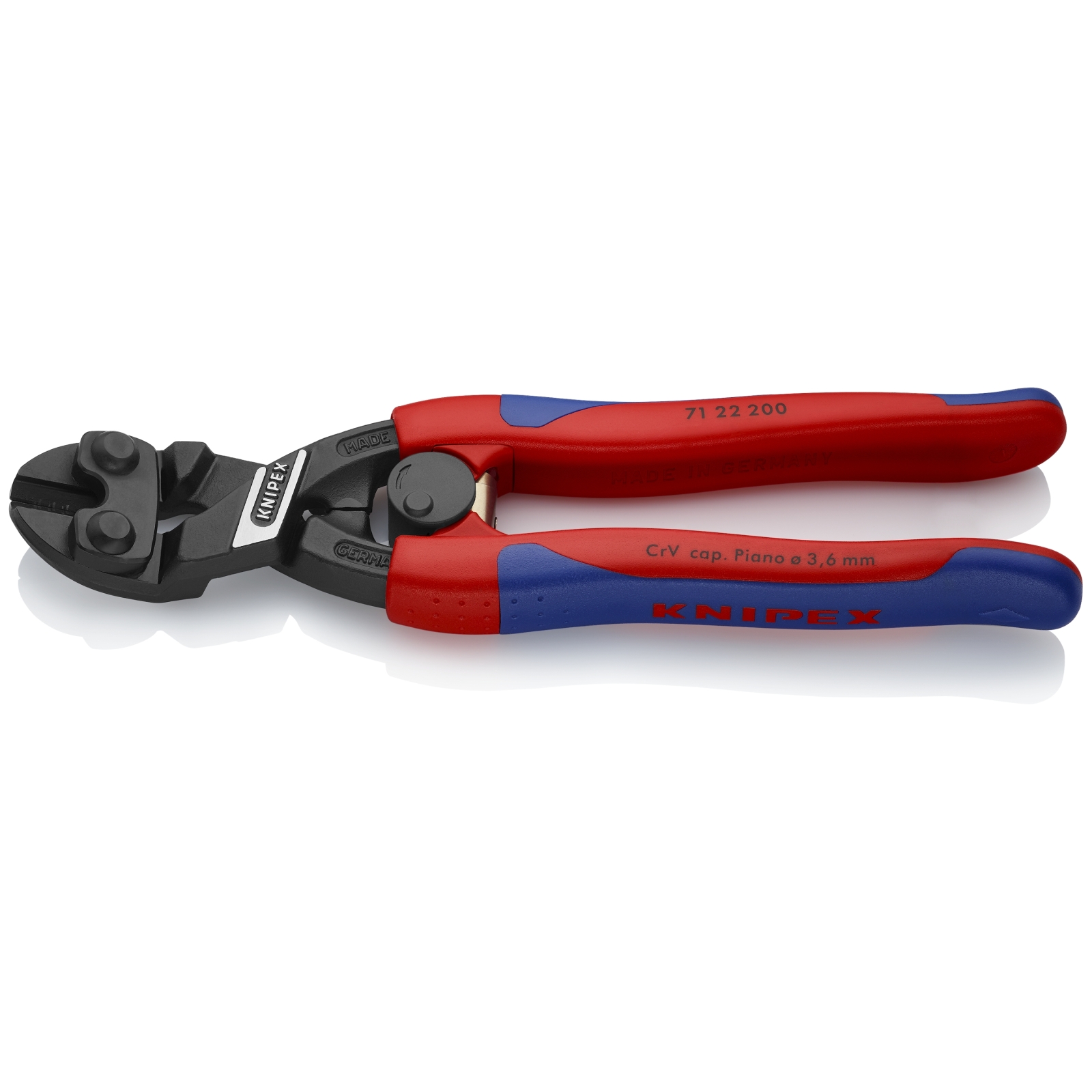 Knipex High Leverage 8" Mini Bolt Cutter with Angled Head and Comfort Grip Handles