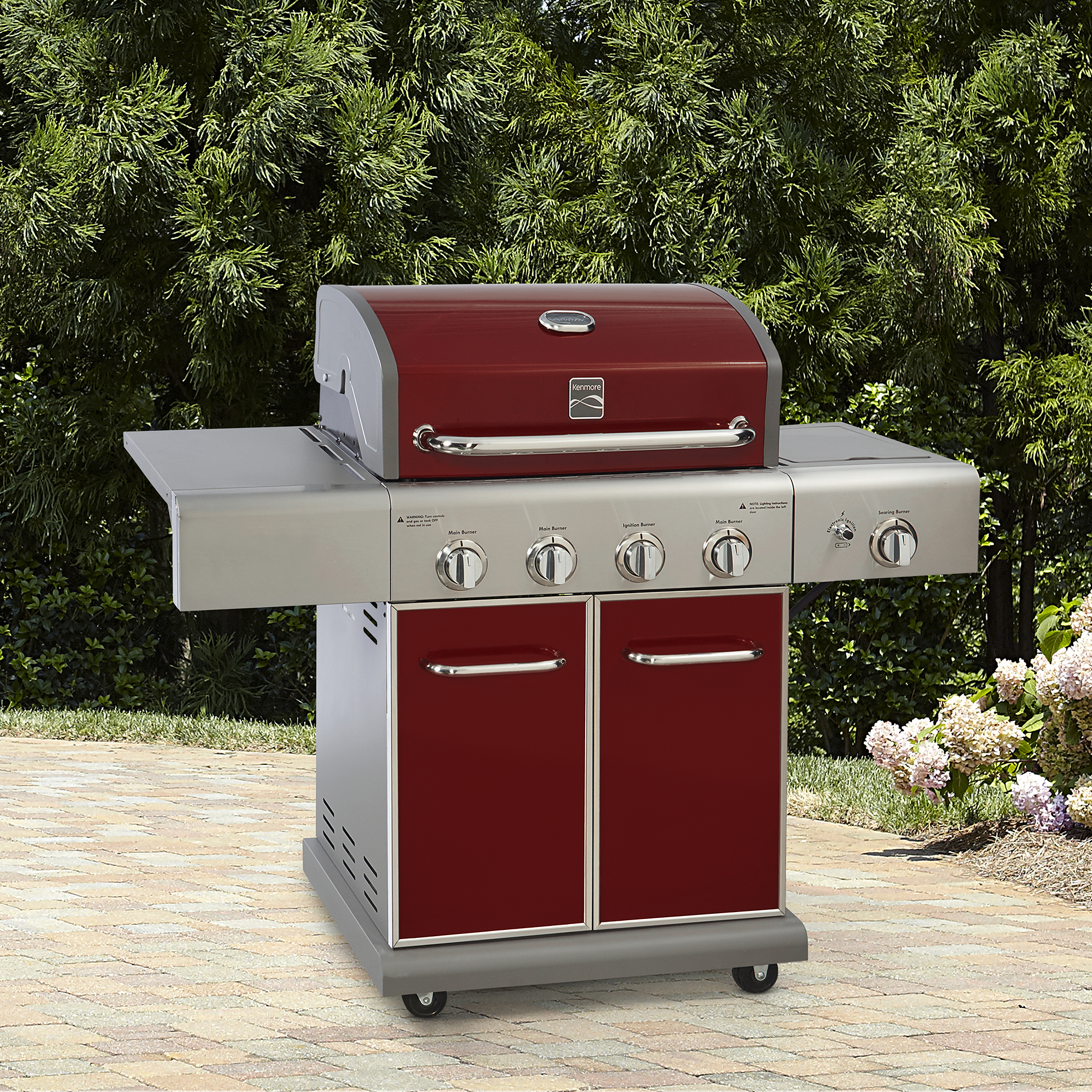 Kenmore 4 Burner LP Gas Grill W Side Burner Red Outdoor Backyard