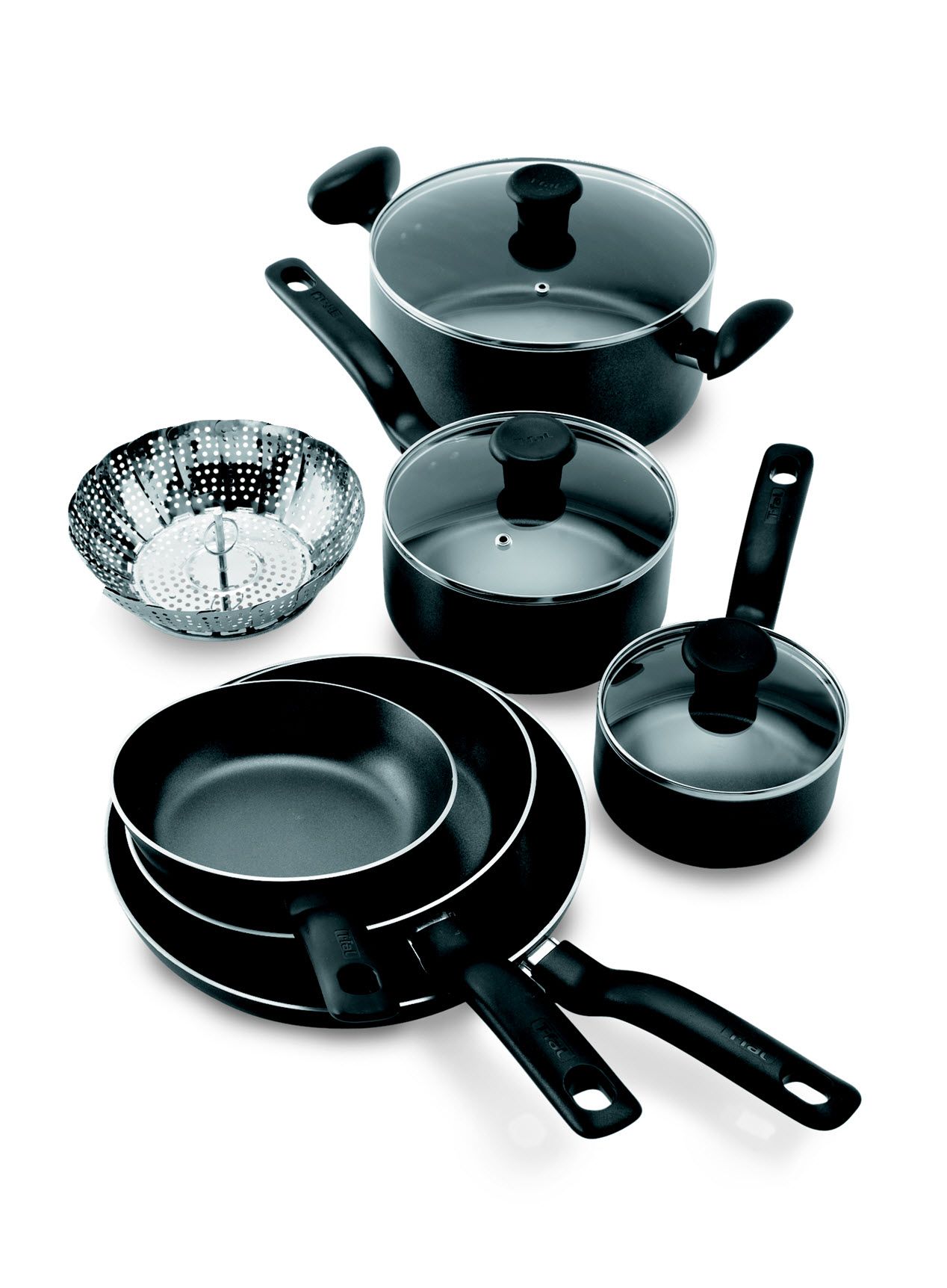 thumbnail image 2 of T-fal Initiatives 10-Piece Nonstick Cookware Set - Black 2 of 14