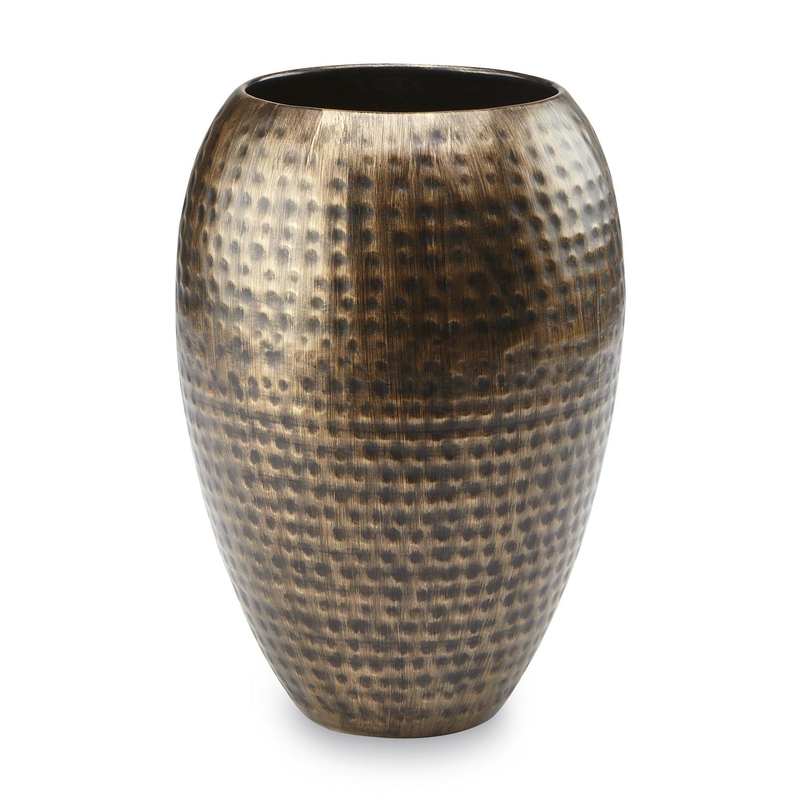 Bronze-Tone Textured Metal Vase