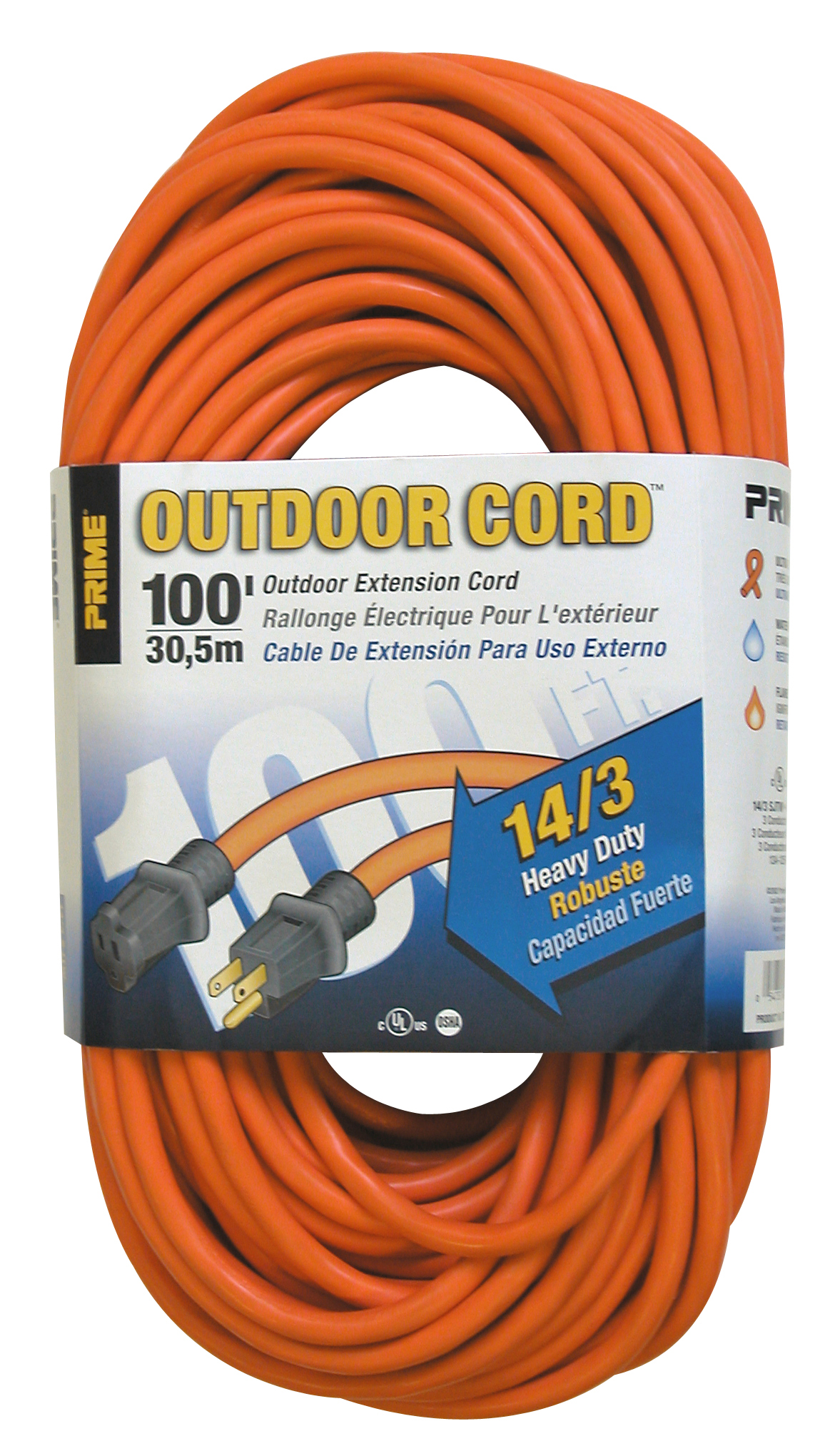 Prime Wire & Cable EC501735 100-Foot 14/3 SJTW Heavy Duty Outdoor Extension Cord  Orange
