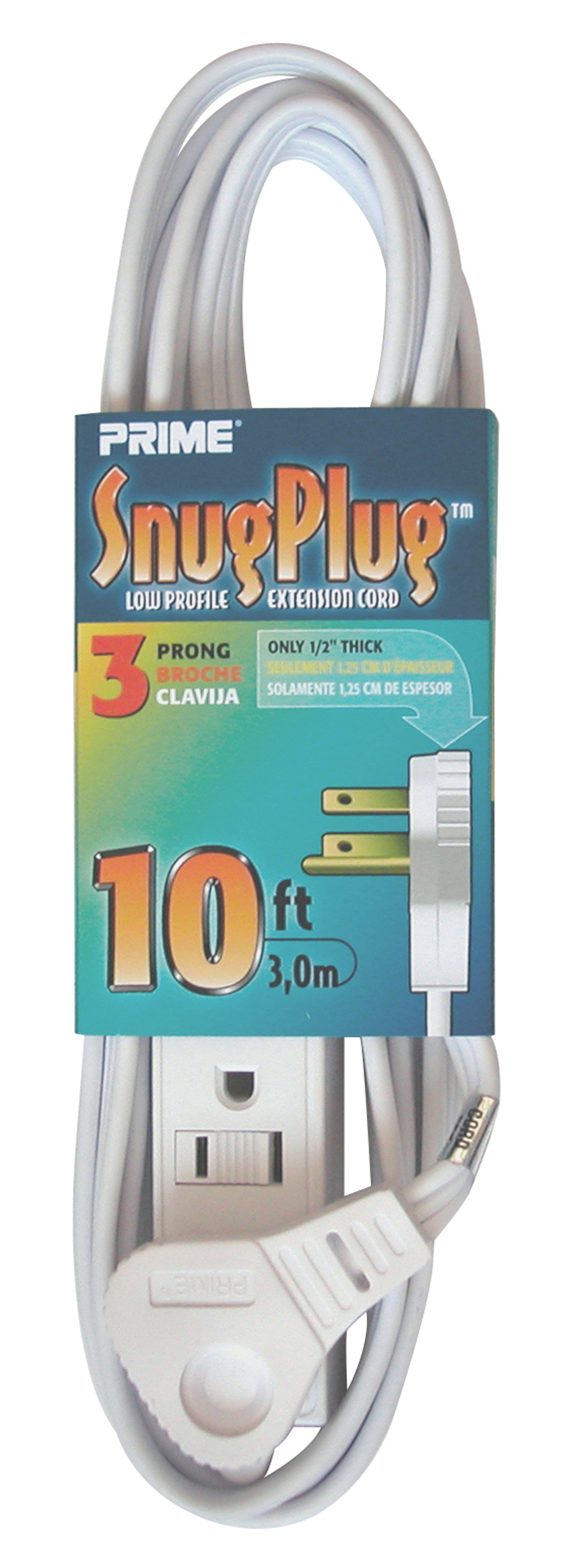 Prime Wire & Cable EC930610 10Foot 16/3 SPT2 3Outlet Cord, White