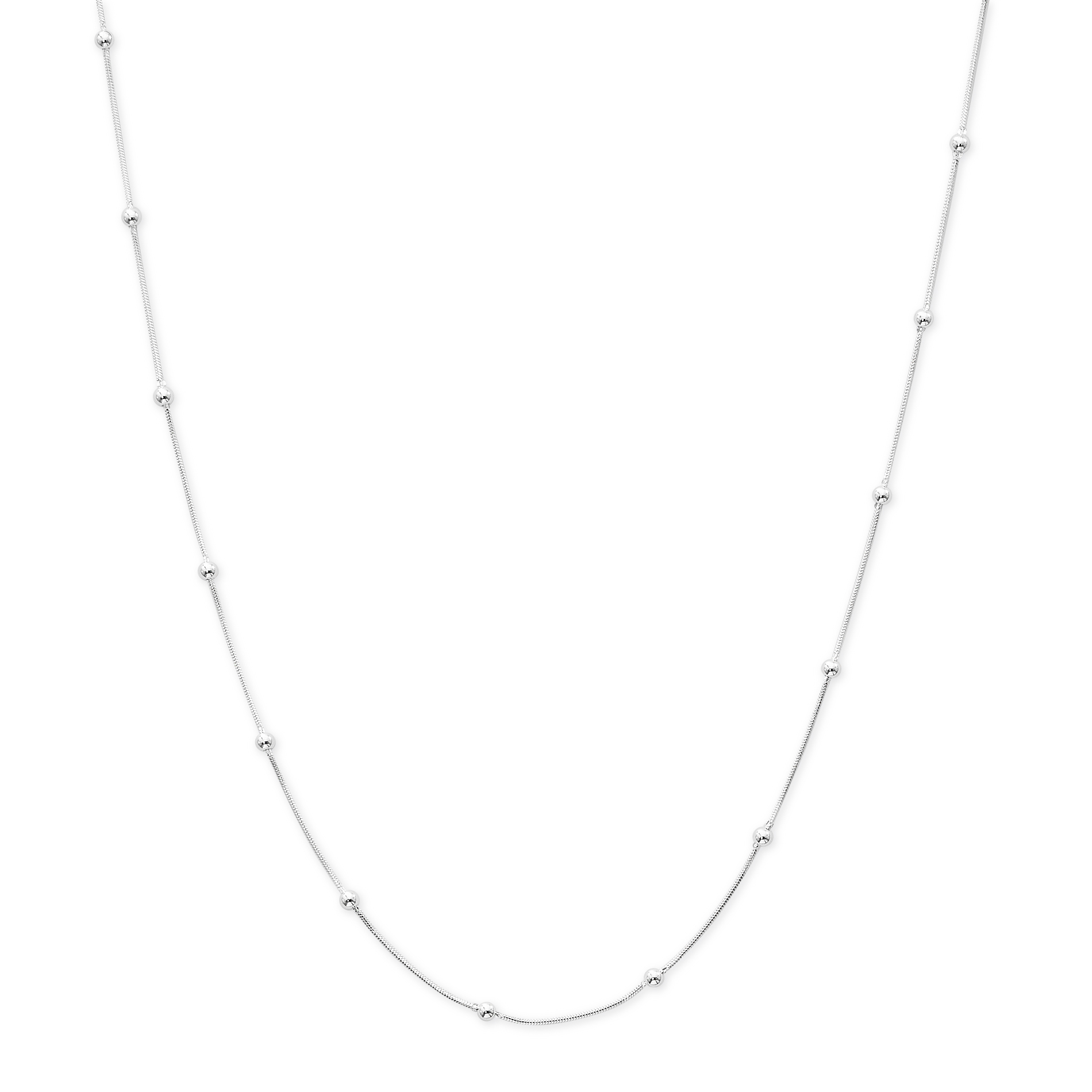 Primavera Pure 100 Silver Snake with Polished Beads 20 inch Chain.